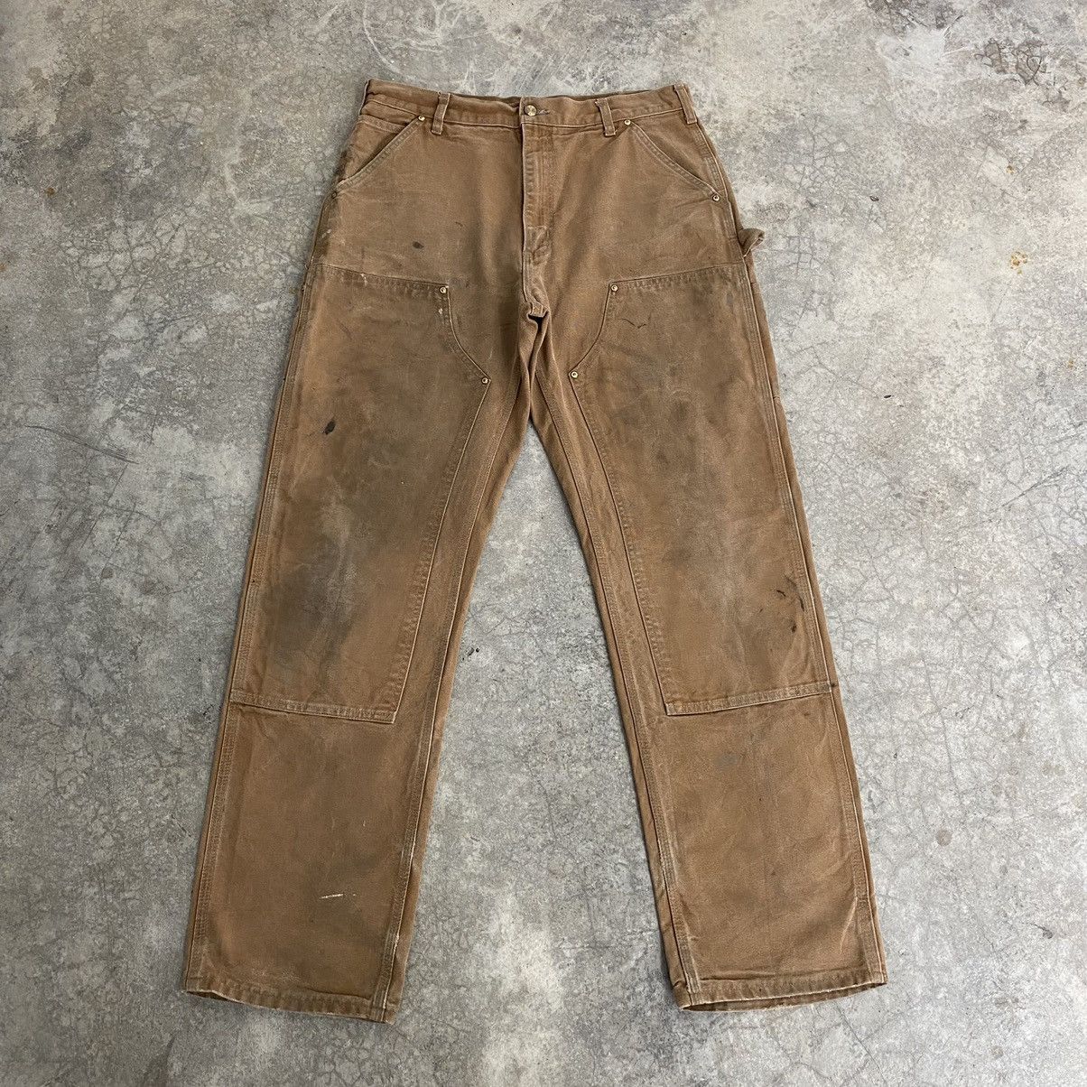 Carhartt Vintage Carhartt Double Knee Tan Dirty Carpenter Pants Size US 33 - 1 Thumbnail