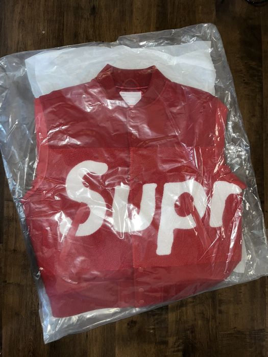 Supreme Supreme Big Logo Chenille Varsity Jacket Red CPFM