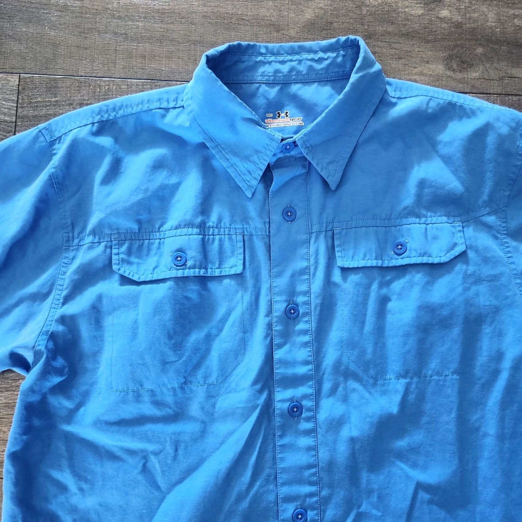 Under Armour Under Armour Shirt Mens Medium Blue Short Sleeve Button Up Fishing Camp Hiking Size US M / EU 48-50 / 2 - 3 Thumbnail