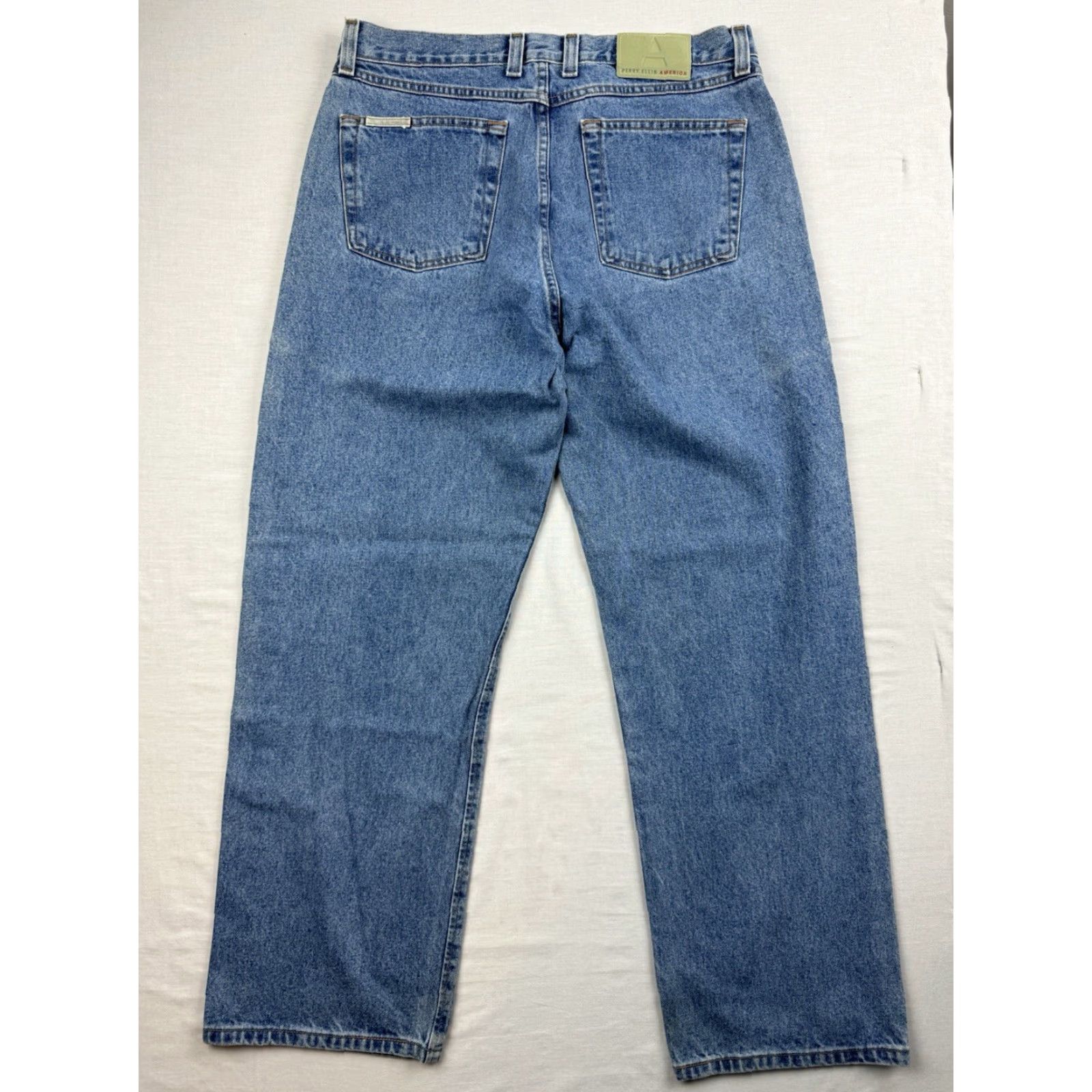 Perry Ellis VINTAGE Perry Ellis Baggy Jeans Men 36x32 Blue Punk Grunge 90s Y2K Jeans Hipster Straight Jeans Mens Size US 36 / EU 52 - 3 Thumbnail
