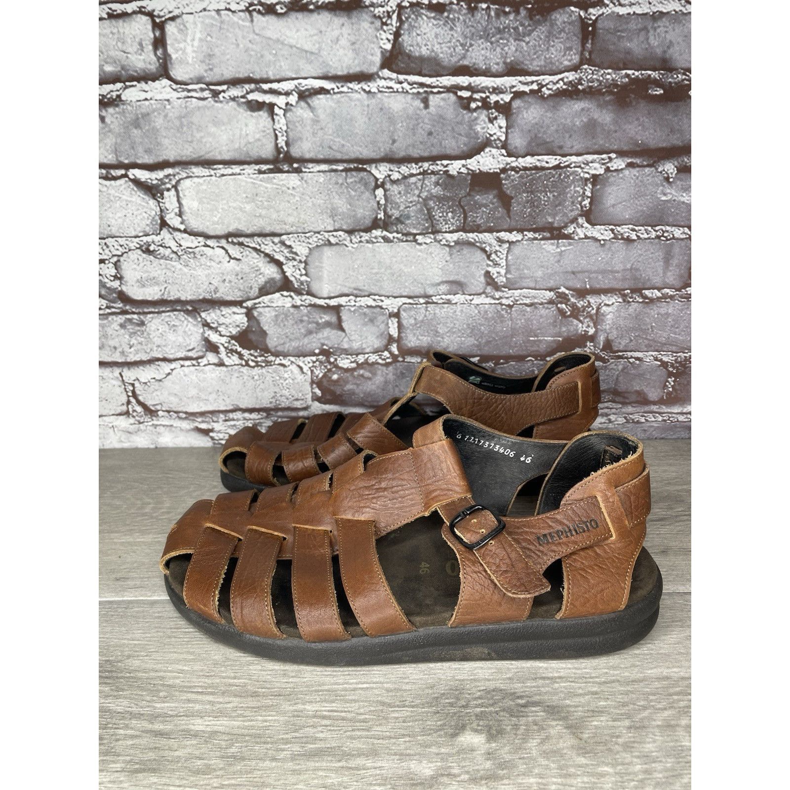 Mephisto MEPHISTO 4x Shock Brown Leather Fisherman Casual Strap Sanda Size US 13 / EU 46 - 18 Thumbnail
