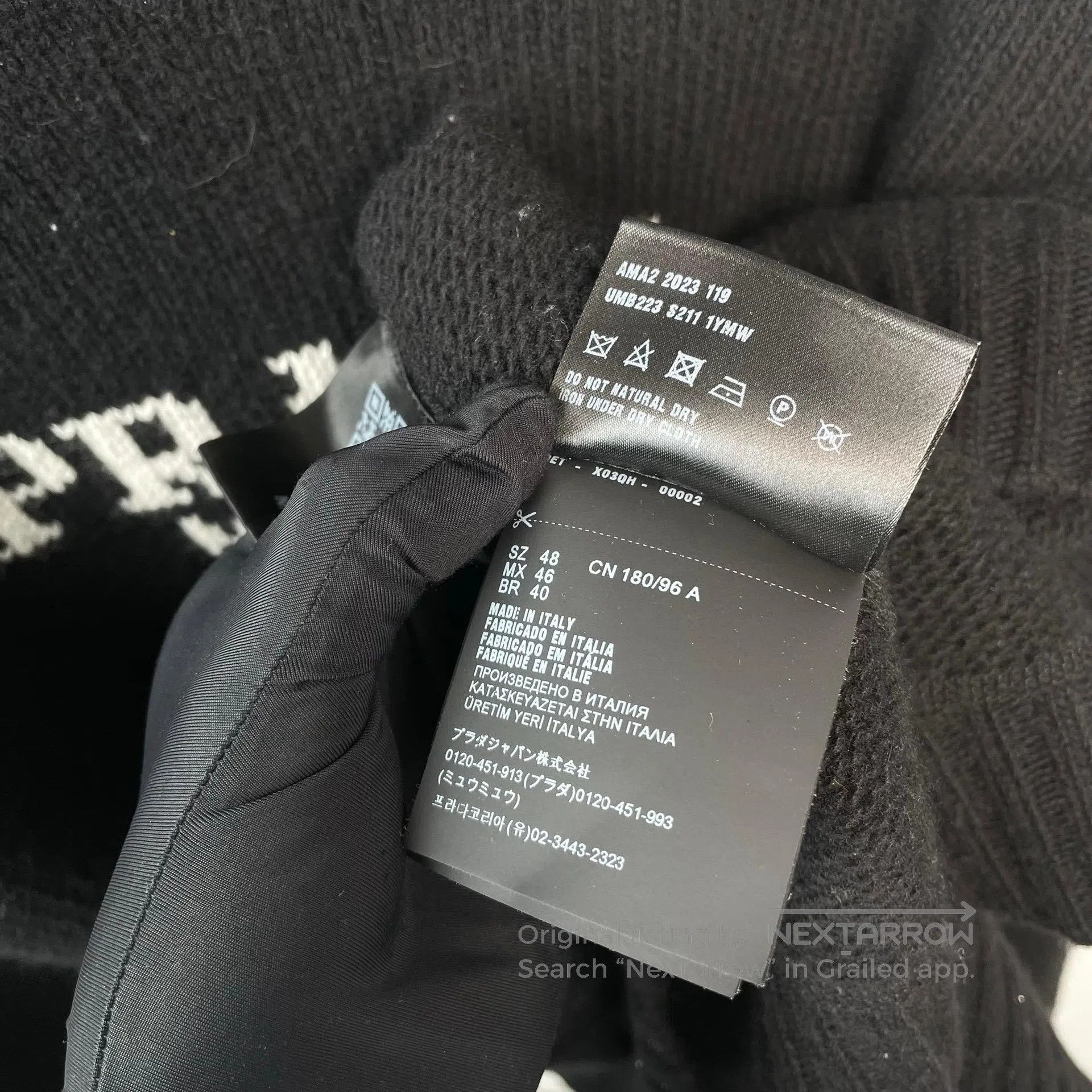Prada Prada Black Letter Logo Knit Round Neck Sweater Top| Size US M / EU 48-50 / 2 - 4 Thumbnail