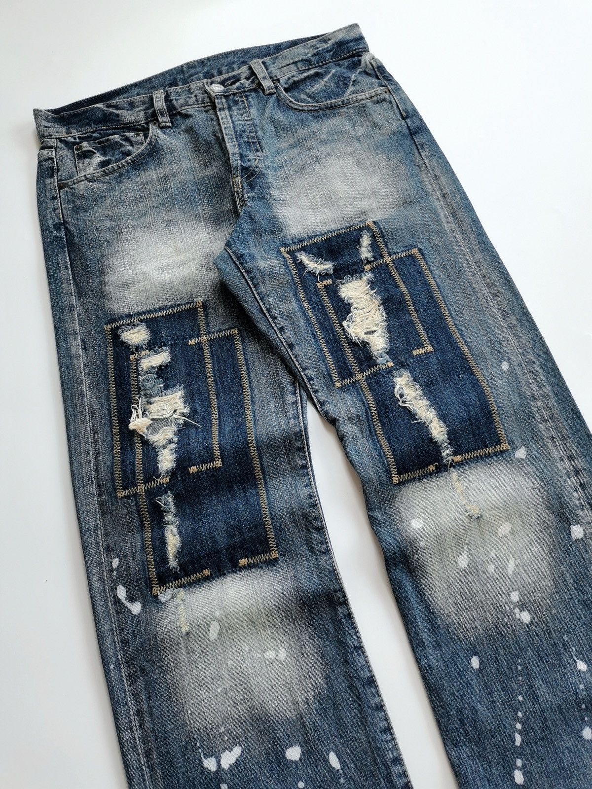 Takeo Kikuchi Takeo Kikuchi Patchwork Bleach Splash Jeans ERD Grunge Size US 34 / EU 50 - 3 Thumbnail