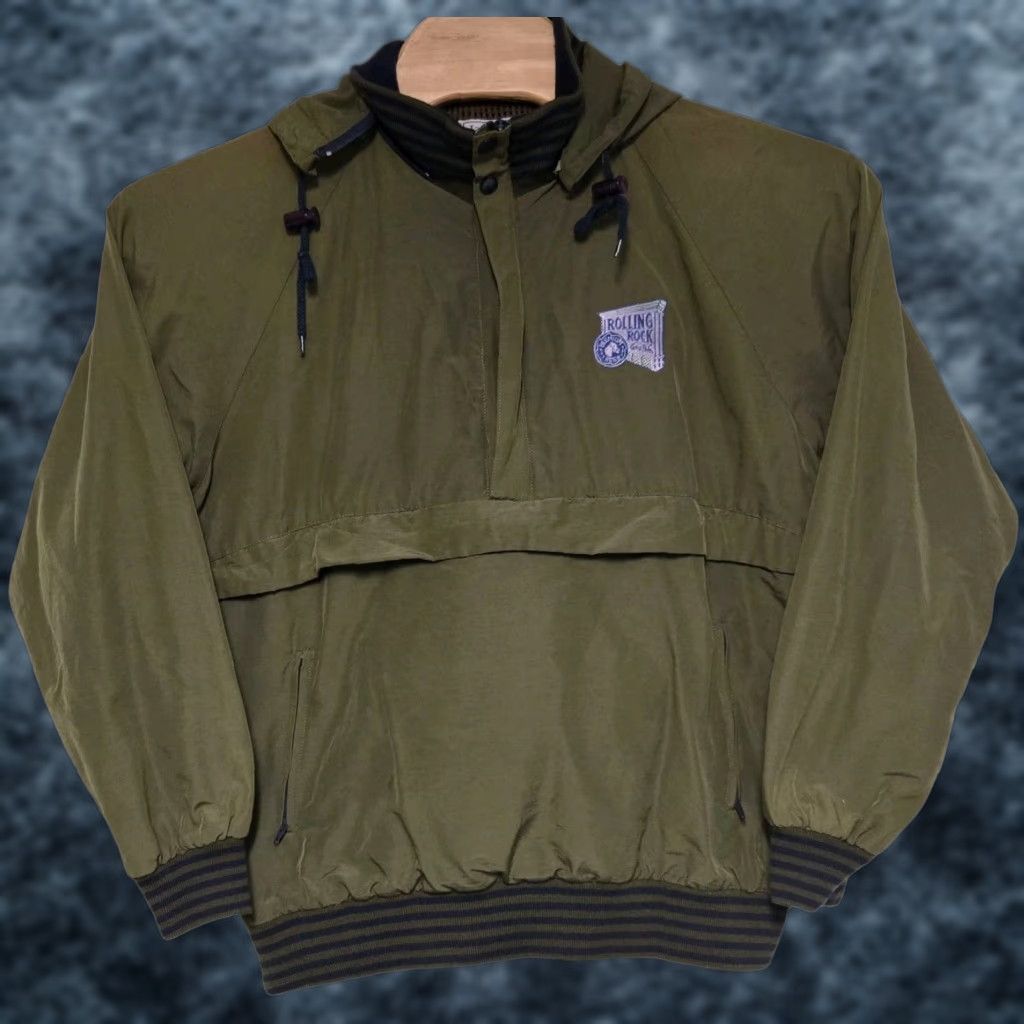 Olive VINTAGE Izod Club Jacket Mens M Olive Green Anorak Style Breweriana Light Weight Hooded Mid-Length Spring Fall Winter | Green | Regular Fit Size US M / EU 48-50 / 2 - 1 Thumbnail