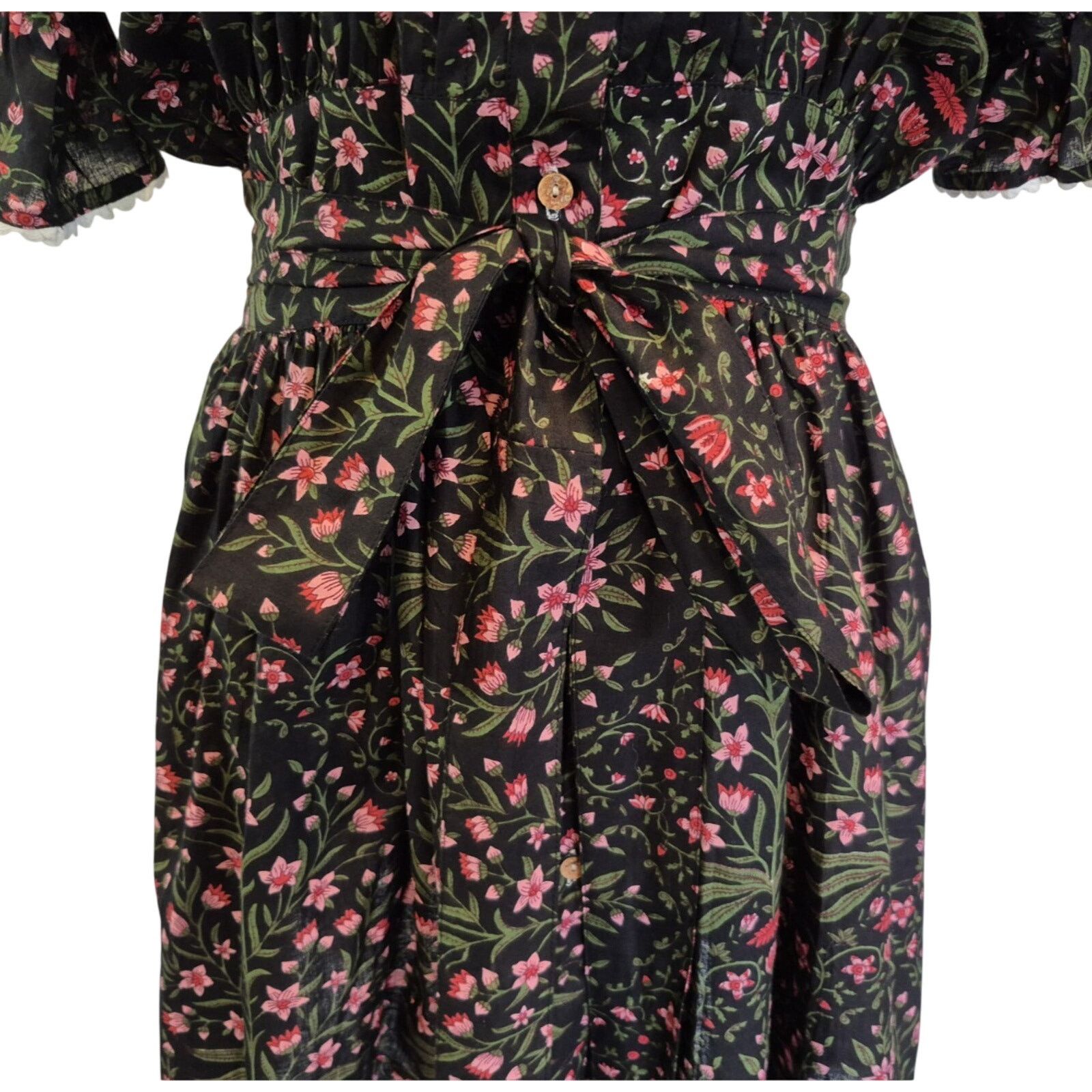 Other New India Collection Cotton Hand Block Black Floral Dress XS Size XS / US 0-2 / IT 36-38 - 3 Thumbnail