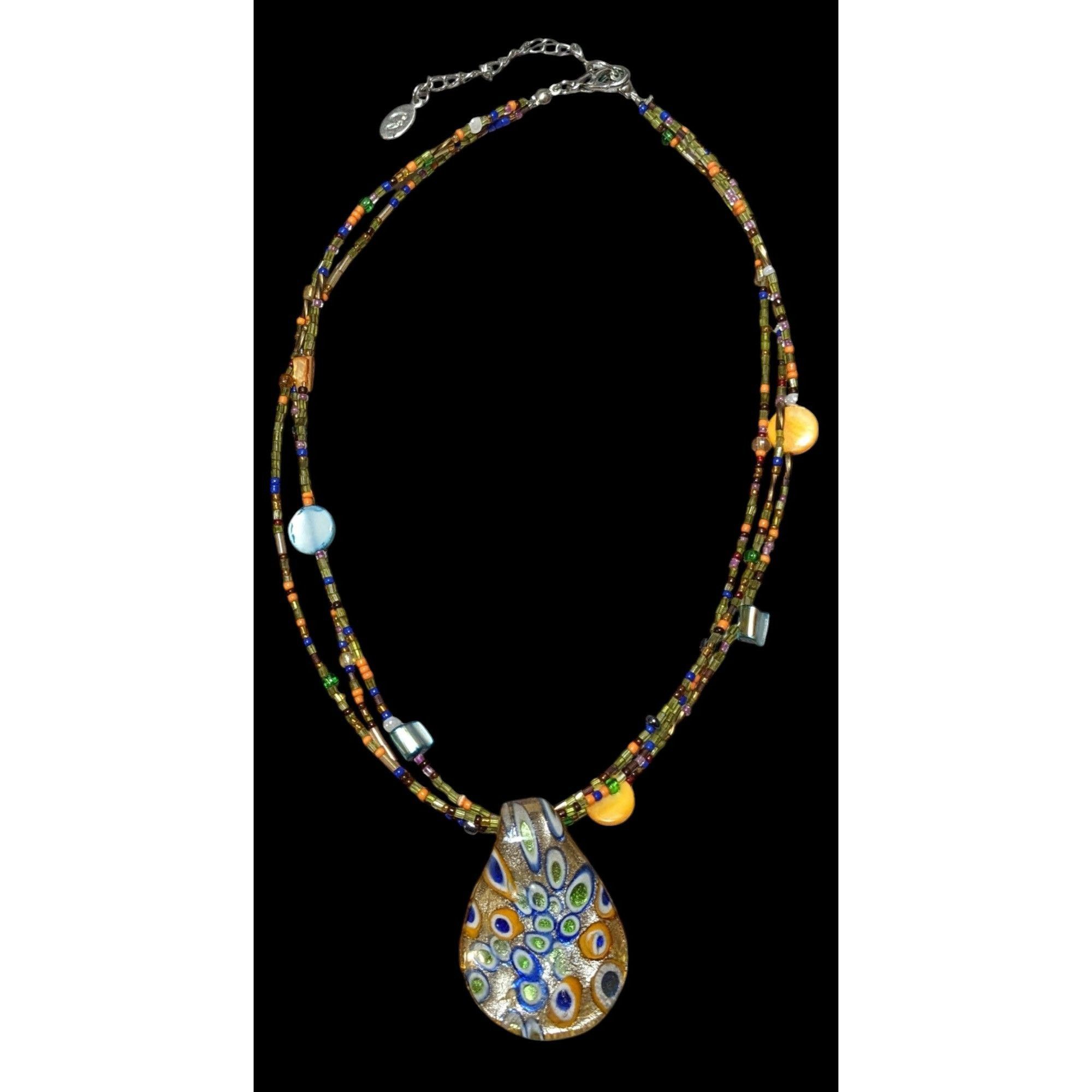 Other Retro Rainbow Glass Beaded Pendant Necklace Size ONE SIZE - 1 Thumbnail