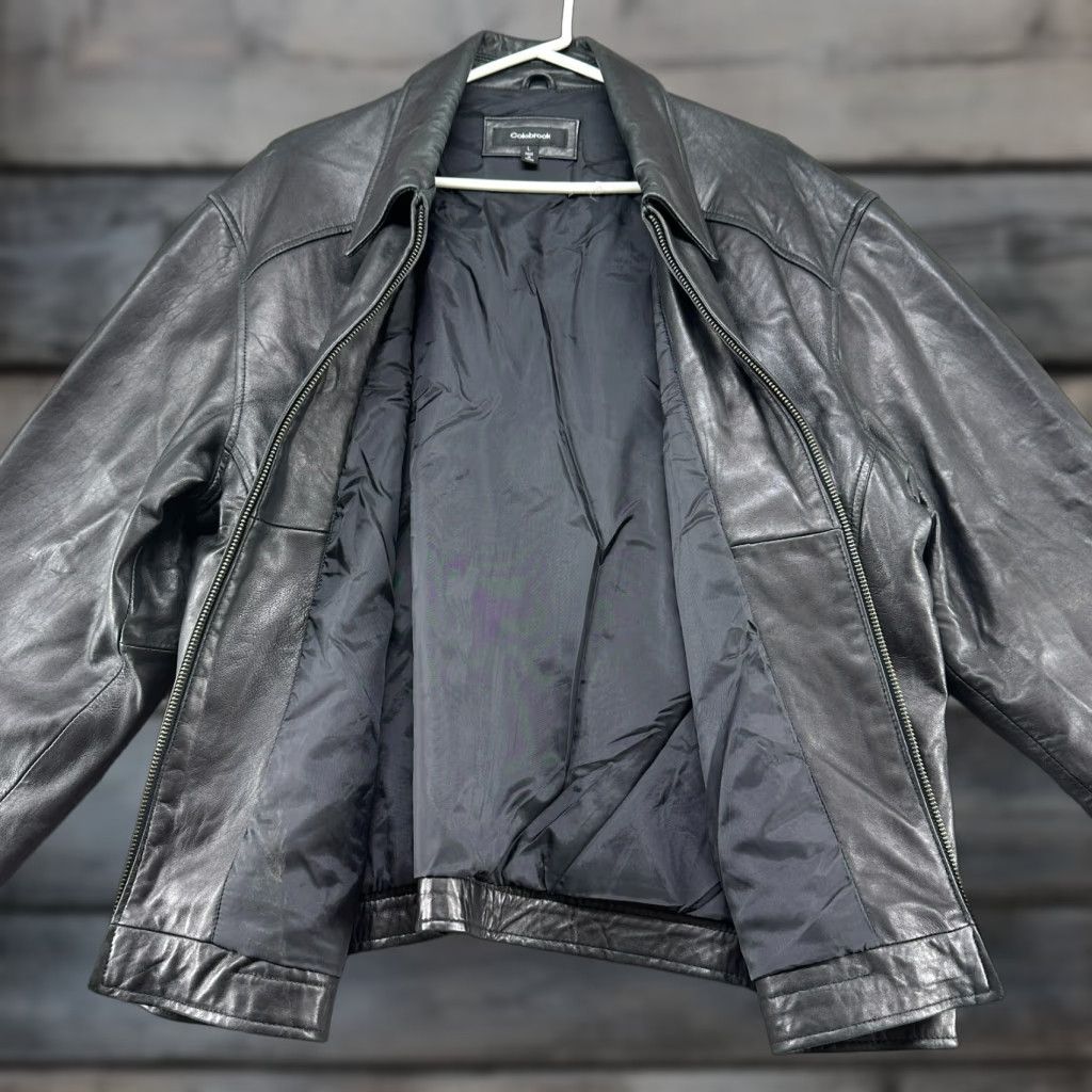 Vintage VINTAGE Celebrook Leather Bomber Jacket Mens L Black Solid Zip 90s Biker Oversized Full Zip Winter Fall Spring Size US L / EU 52-54 / 3 - 1 Thumbnail