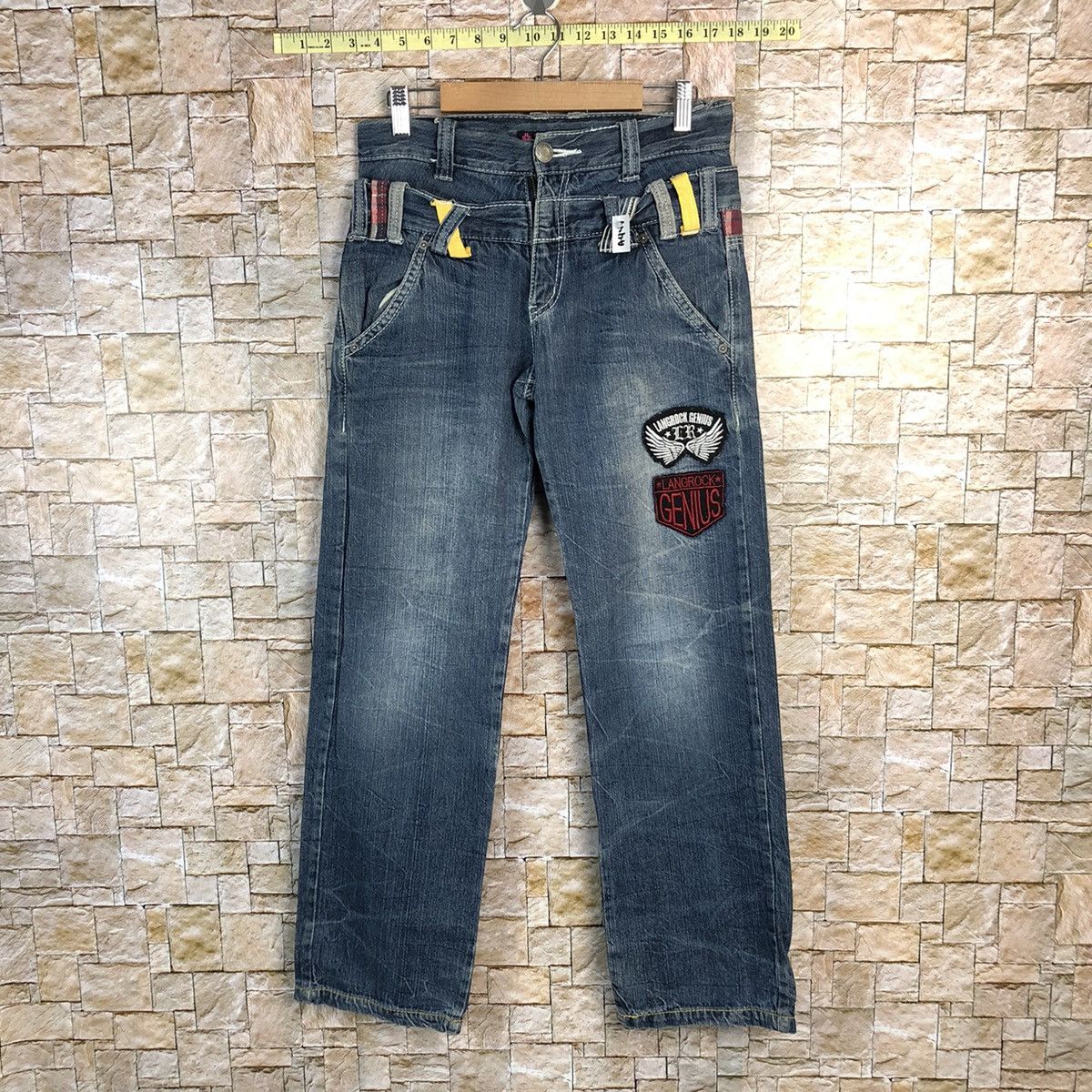 Japanese Brand Lang Rock Blue Double Waist Blue Denim Pants #A447 Size US 28 / EU 44 - 1 Thumbnail