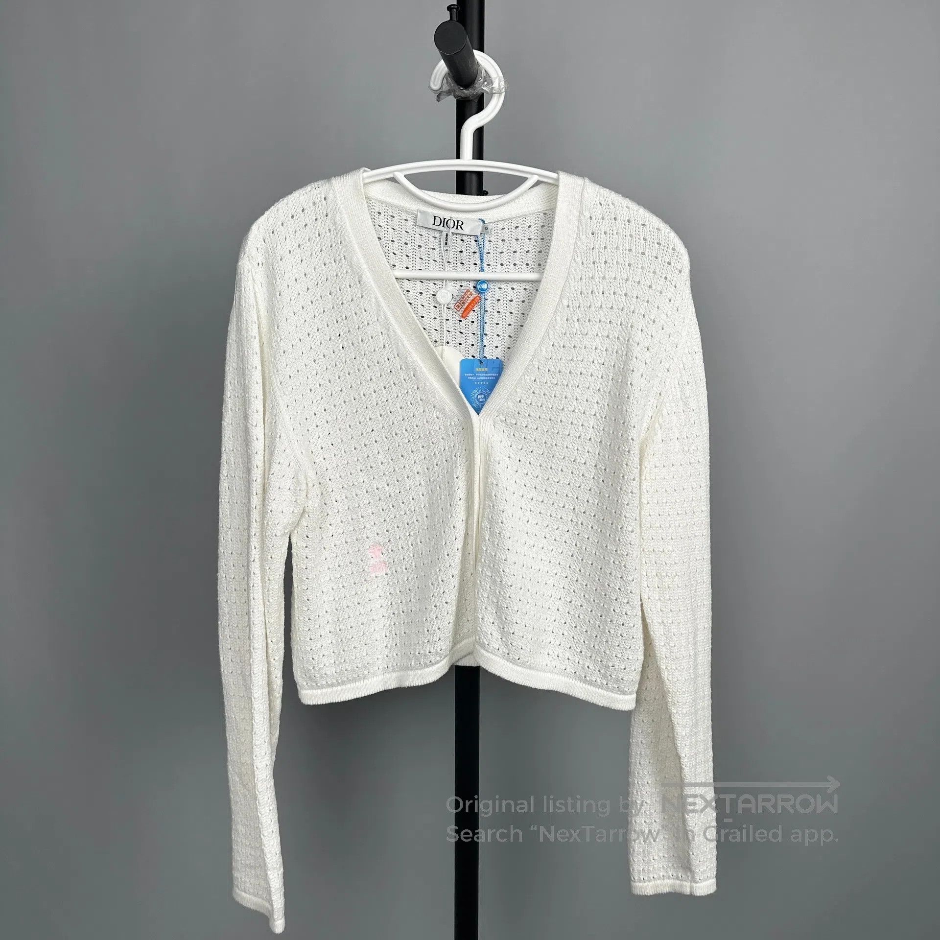 Dior Dior size 13 White Openwork Long-sleeve Knit Cardigan| Size S / US 4 / IT 40 - 1 Thumbnail