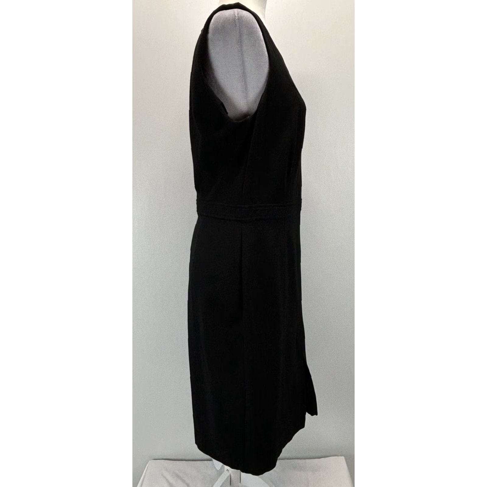 Talbots VINTAGE Talbots Sheath Dress 10 Black Sleeveless Pencil Knee Length Womens Size L / US 10 / IT 46 - 4 Thumbnail