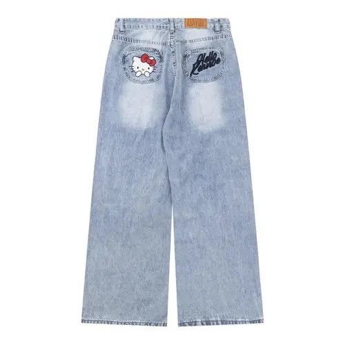 Handmade × Japanese Brand × Jean Men's hiphop pocket embroidery washed straight jeans y2k y2k Size US 32 / EU 48 - 1 Thumbnail