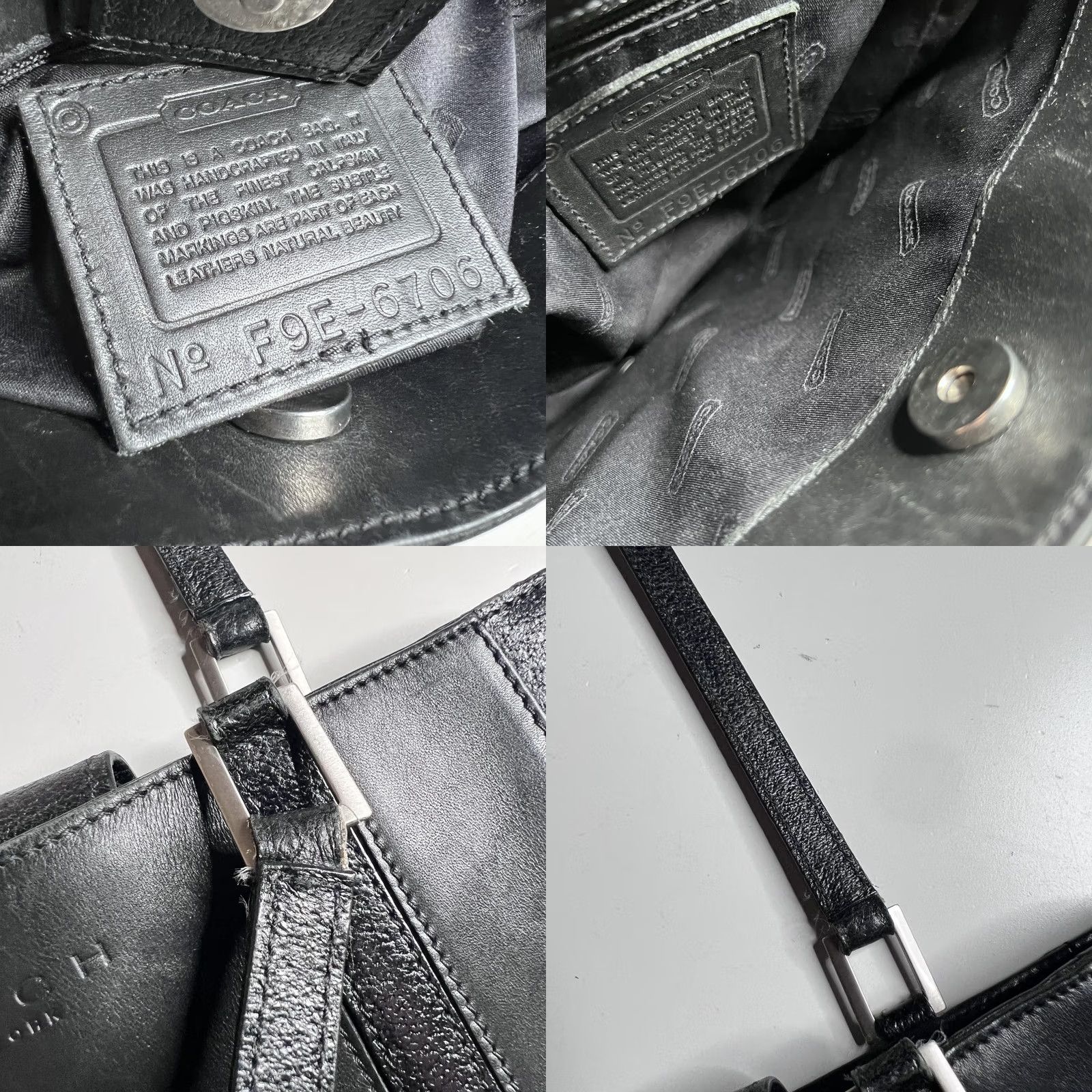 Coach Coach Womens Medium Black Leather Shoulder Bag Made In Italy Purse F9E-6706 Magnetic Lined Size ONE SIZE - 8 Thumbnail