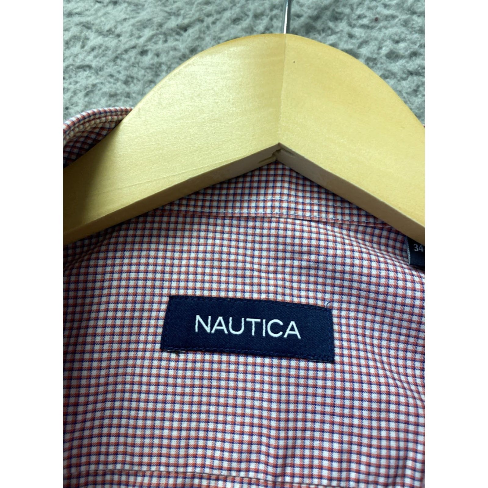 Nautica Nautica Button Shirt Mens size XL 17 34/35 Red White Long Slv /127-38 Size US XL / EU 56 / 4 - 3 Thumbnail