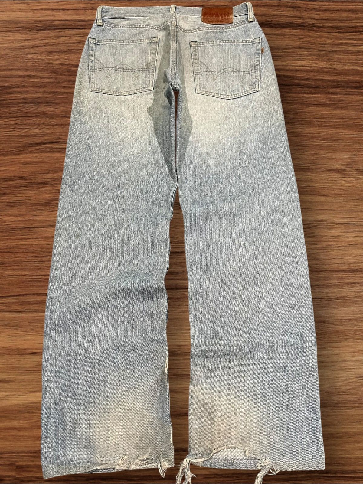 Edwin × Vintage Vintage Edwin 505X Blue Washed Distressed Selvedge Jeans Size US 29 - 2 Thumbnail