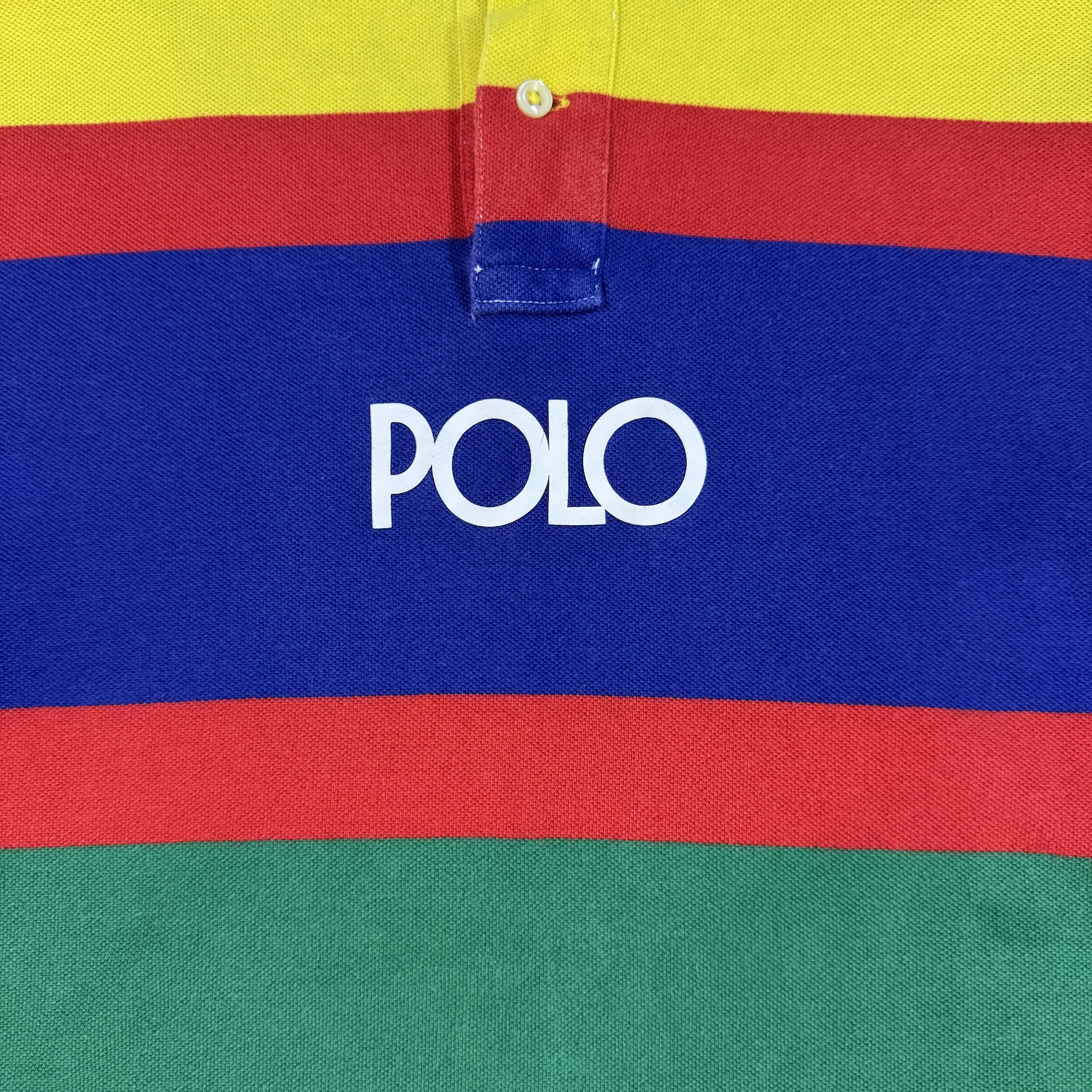 Polo Ralph Lauren Yellow Striped Snow Beach Style POLO Spellout Rugby Shirt Size US M / EU 48-50 / 2 - 2 Thumbnail
