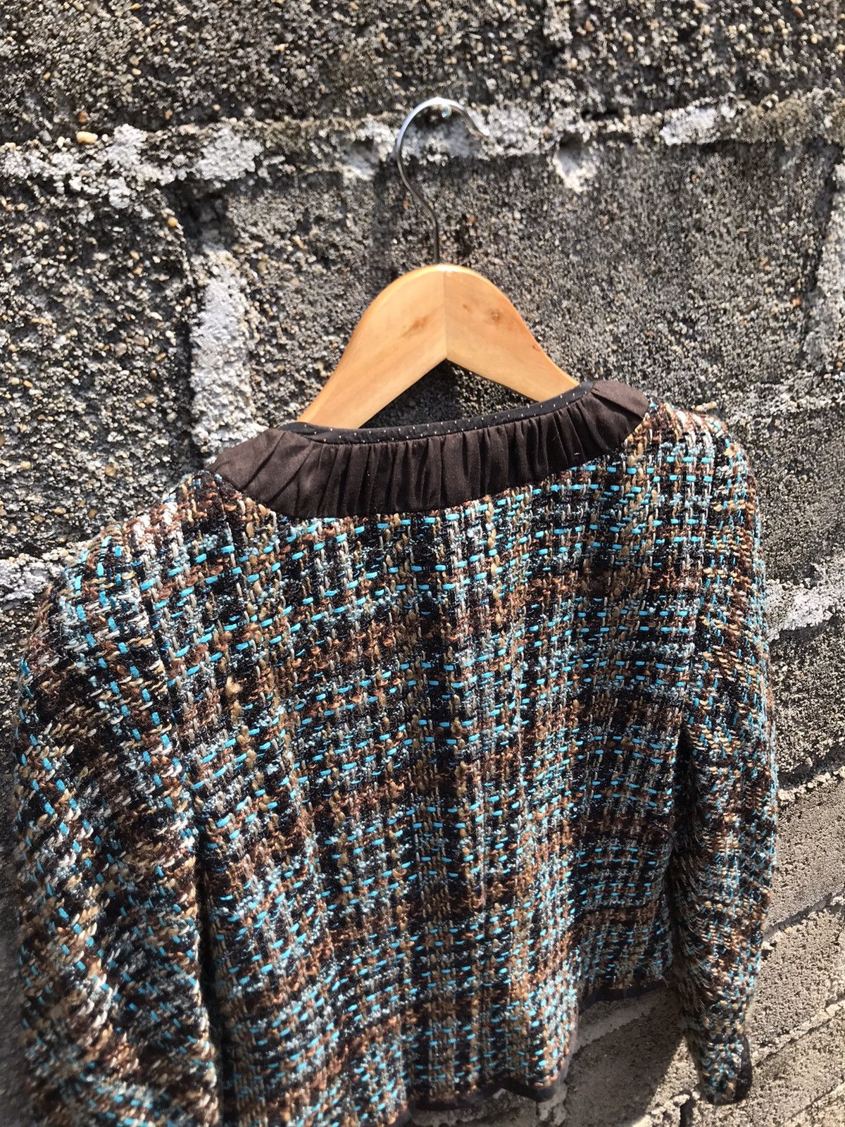 Hiroko Koshino Homme × Japanese Brand Vintage Hiroko Koshino Herringbone Wool Cropped Jacket Size XS / US 0-2 / IT 36-38 - 11 Thumbnail