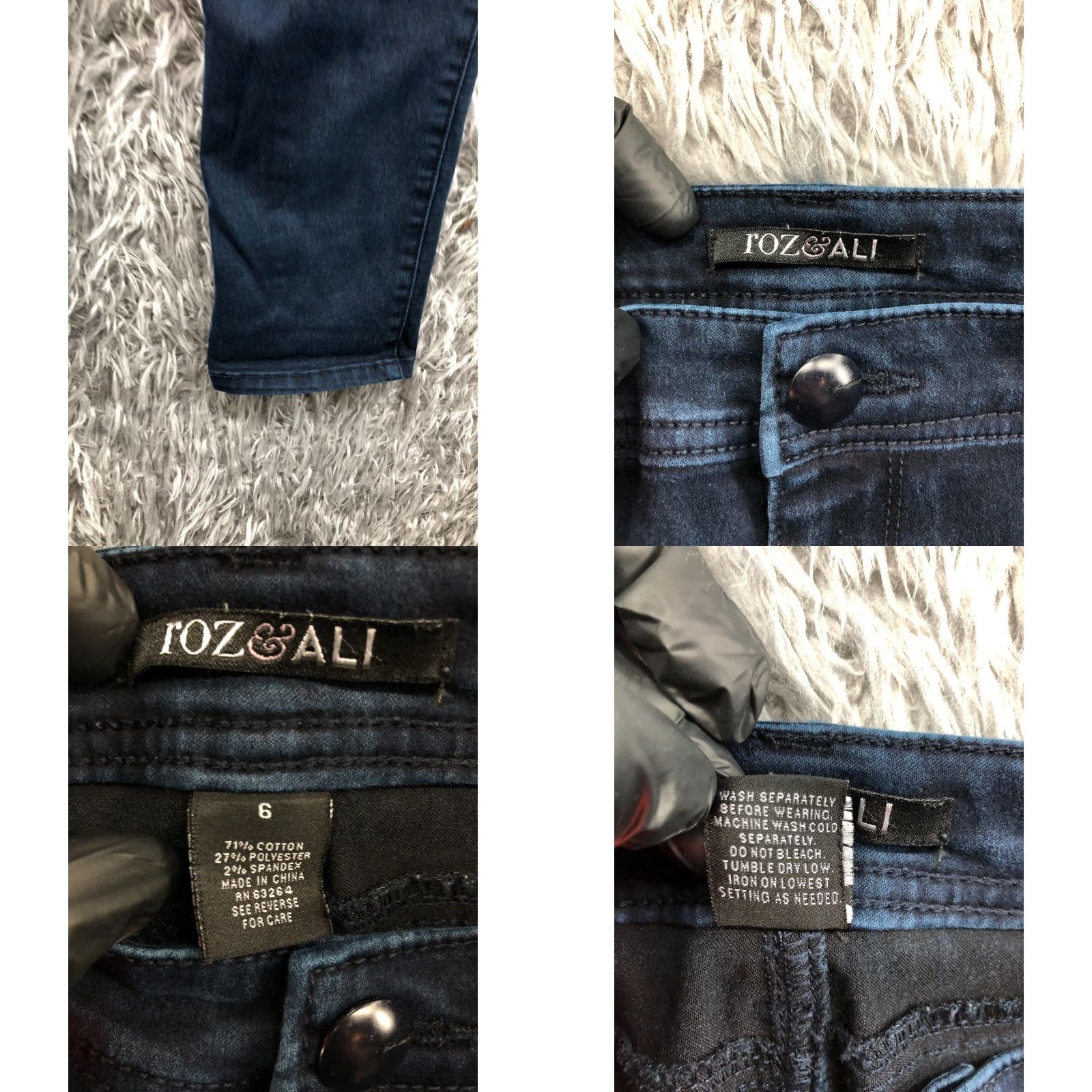 Vintage Roz & Ali Jeans Size 6 Womens Dark Wash Blue Denim Capri 5-Pocket Regular Rise Cotton Jeans Size 28" / US 6 / IT 42 - 8 Thumbnail