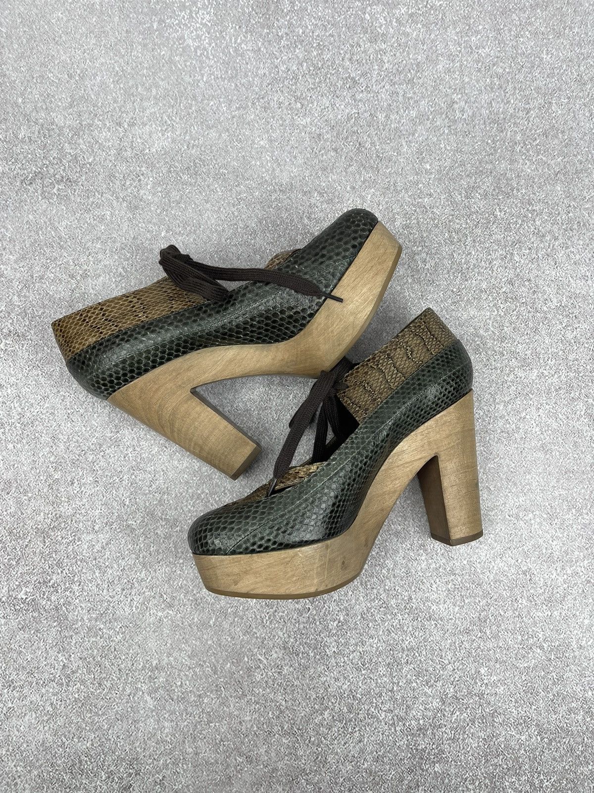 Marni Marni Brown Taupe Snakeskin Wooden Platform Size 37 Size US 7 / IT 37 - 6 Thumbnail