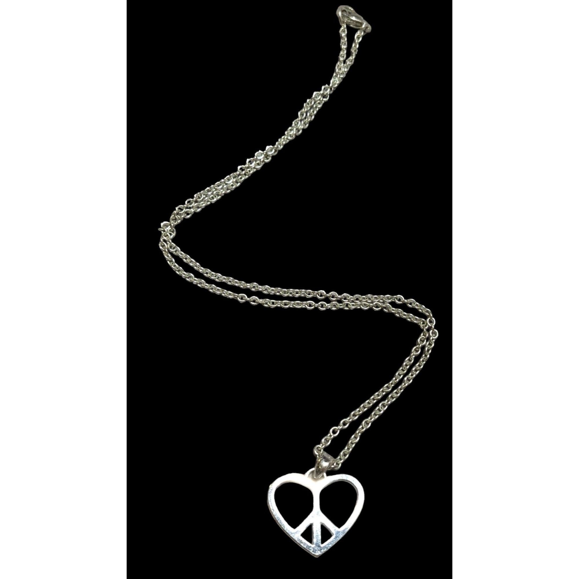 Other Silver Peace Heart Necklace Size ONE SIZE - 4 Thumbnail