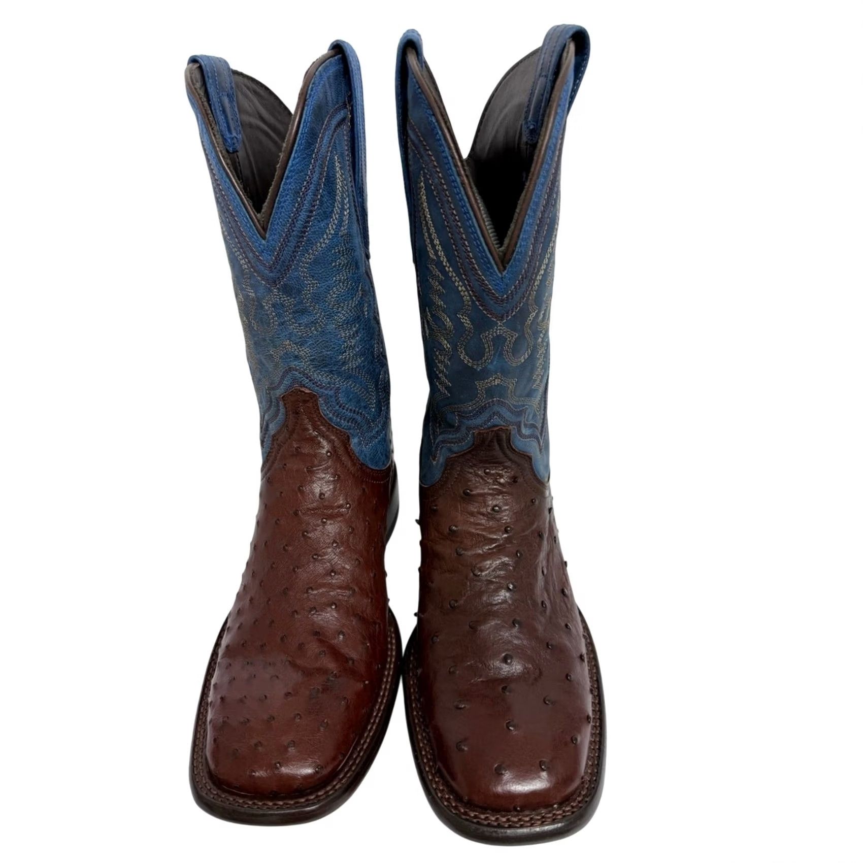Tecovas NEW TECOVAS THE EMMITT II HAZELNUT DENIM FULL QUILL OSTRICH BOOTS 9D MEN'S READ Size US 9 / EU 42 - 4 Thumbnail