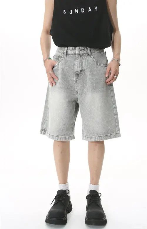 Other Grey Vintage Washed Mid-Rise Casual Denim Shorts Size US 32 / EU 48 - 7 Thumbnail
