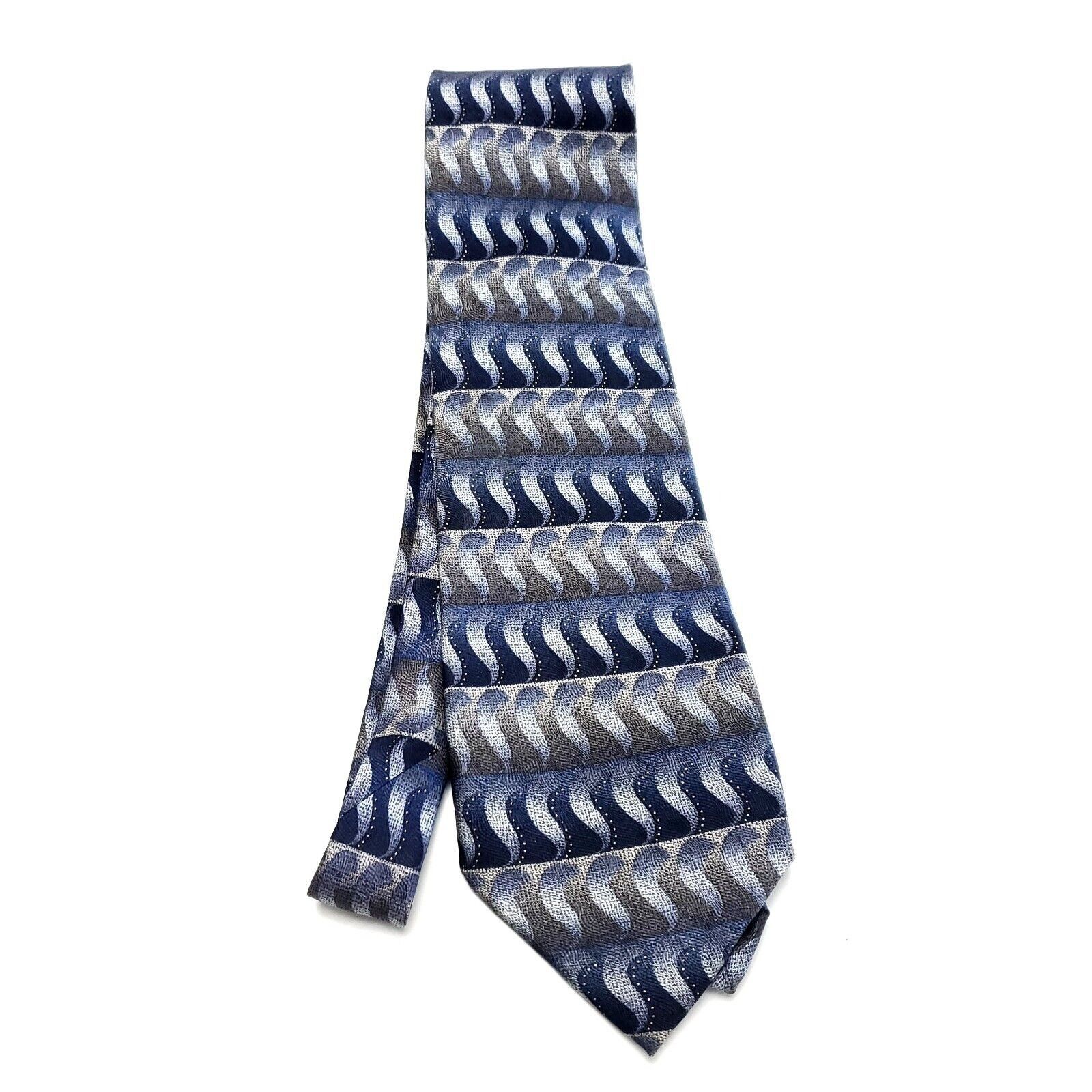Bergamo New York Bergamo New York Blue Gray Silk Tie Woven Regimental Size ONE SIZE - 6 Thumbnail