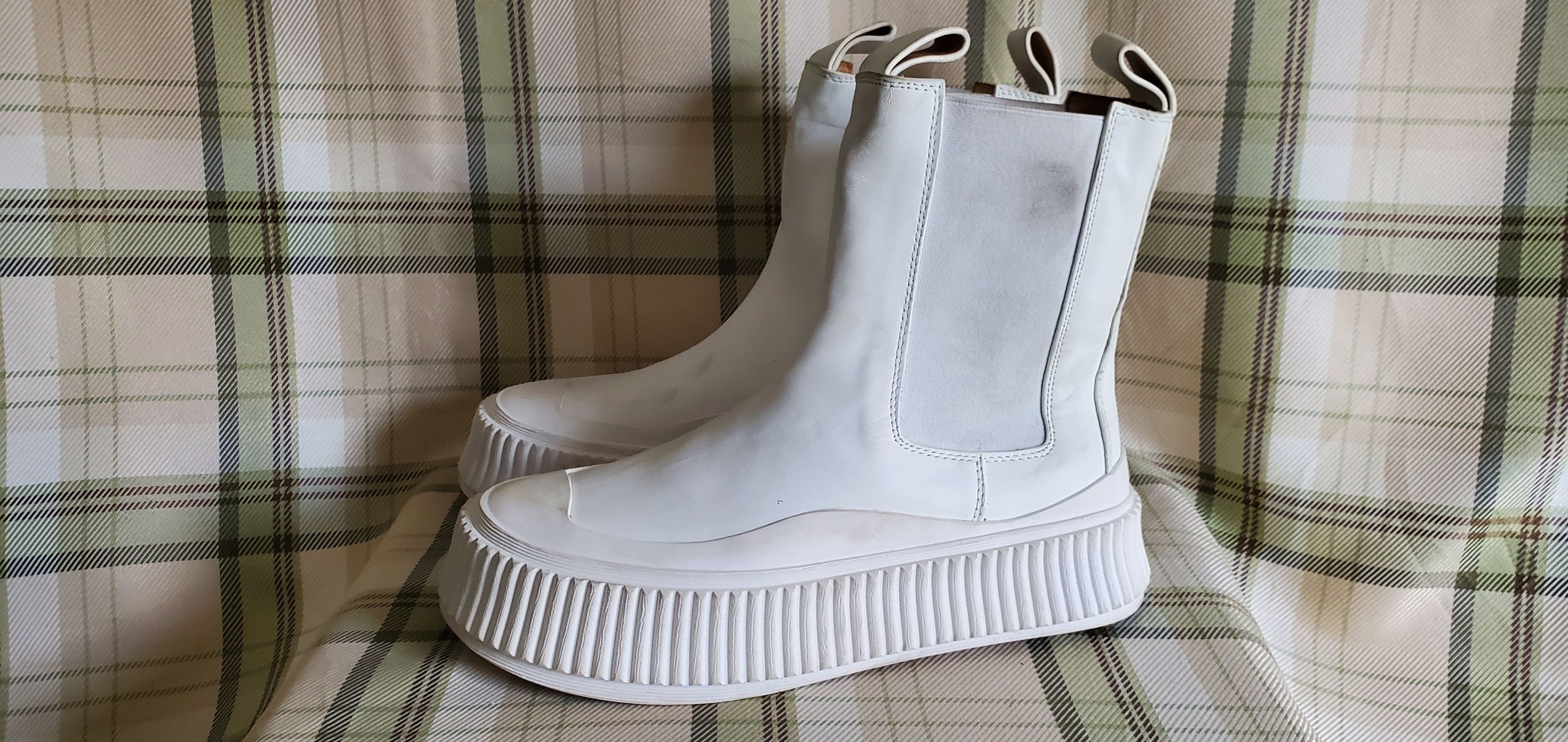 JIL SANDER White Leather Summer Hi Chunky Sole Sneakers