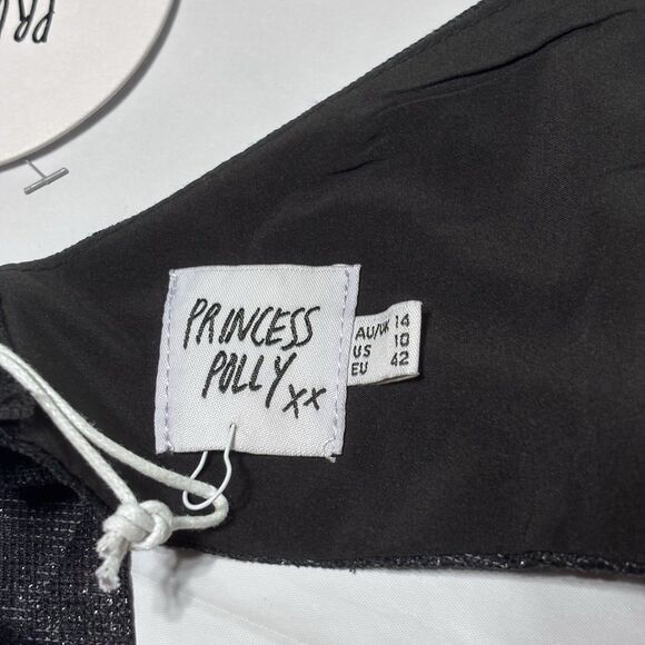 PRINCESS POLLY Princess Polly Black V-Neck Halter Sequin Crop size 10 Size M / US 6-8 / IT 42-44 - 5 Thumbnail