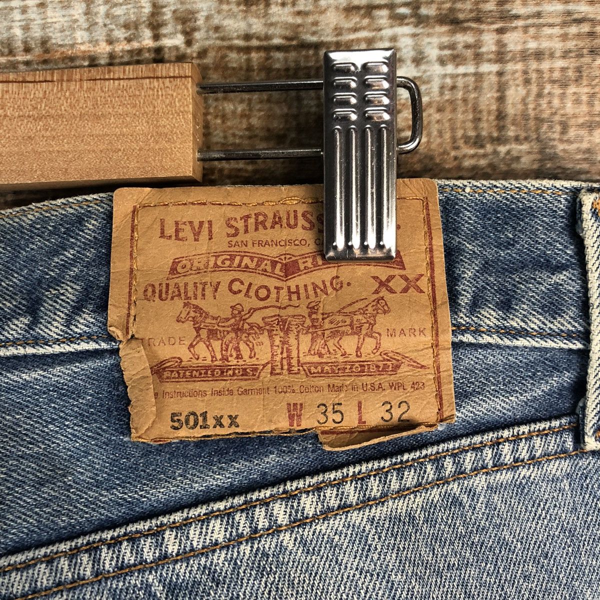 Levi's 501xx Levis Blue Denim jeans Pants #A2572 Size US 35 - 20 Thumbnail