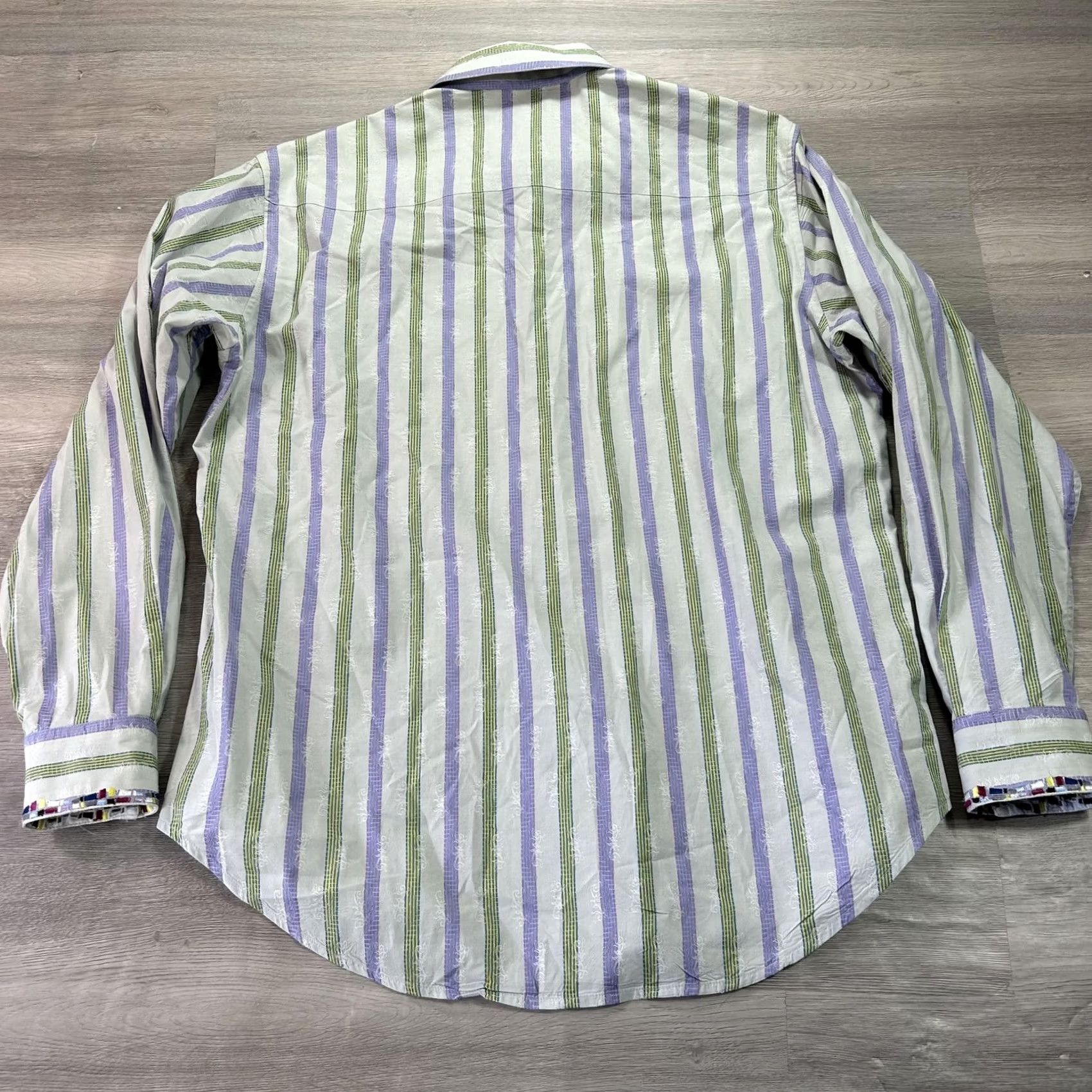 Robert Graham Robert Graham Shirt Mens M Green Purple Stripe Long Sleeve Button-Up Casual Size US M / EU 48-50 / 2 - 2 Thumbnail