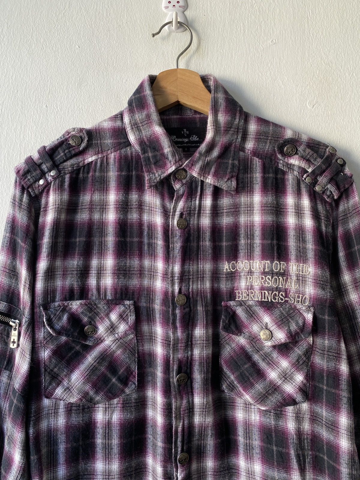 Japanese Brand × Seditionaries Bernings Sho Punk Skull Design Shadow Plaid Button Up Size US L / EU 52-54 / 3 - 6 Thumbnail