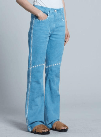 Marni o1srvl11e0624 Leather Trouser in Blue Size 30" / US 8 / IT 44 - 3 Thumbnail
