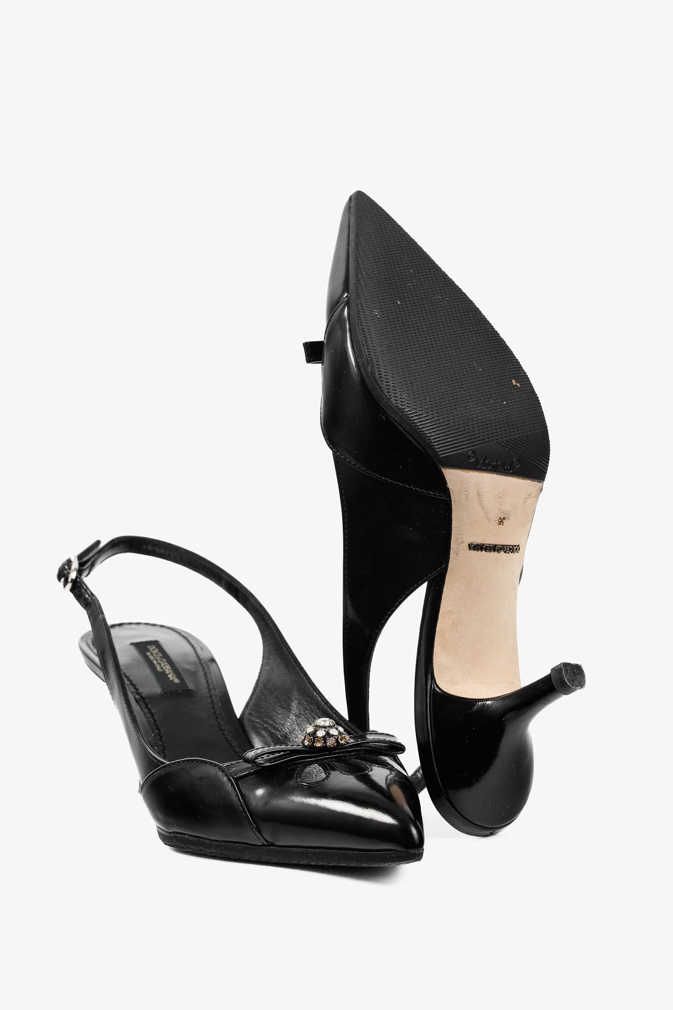 Dolce & Gabbana Dolce & Gabbana Patent Embellished Slingback Heels Size US 5.5 / IT 35.5 - 4 Thumbnail