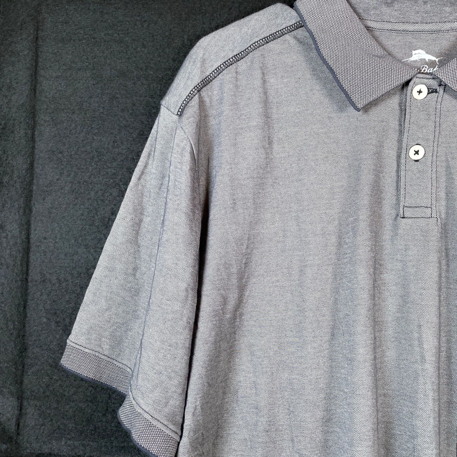 Tommy Bahama Tommy Bahama Men Shirt Gray Collared Polo Short Sleeve Cotton Polyester Blend XL Size US XL / EU 56 / 4 - 3 Thumbnail
