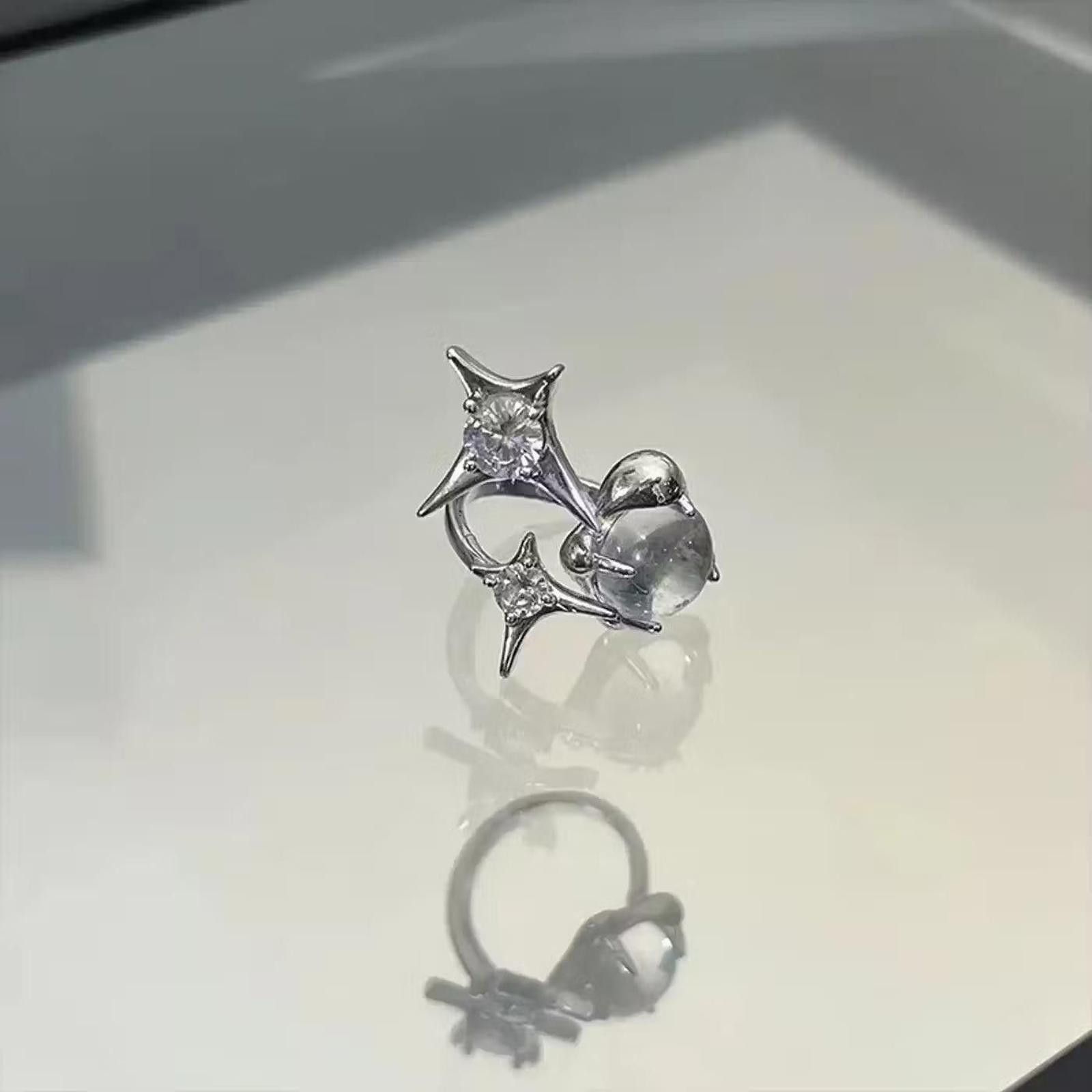 Jewelry Abstract Ring Stone Silver Modern Star Art Psychedelic Size ONE SIZE - 2 Thumbnail
