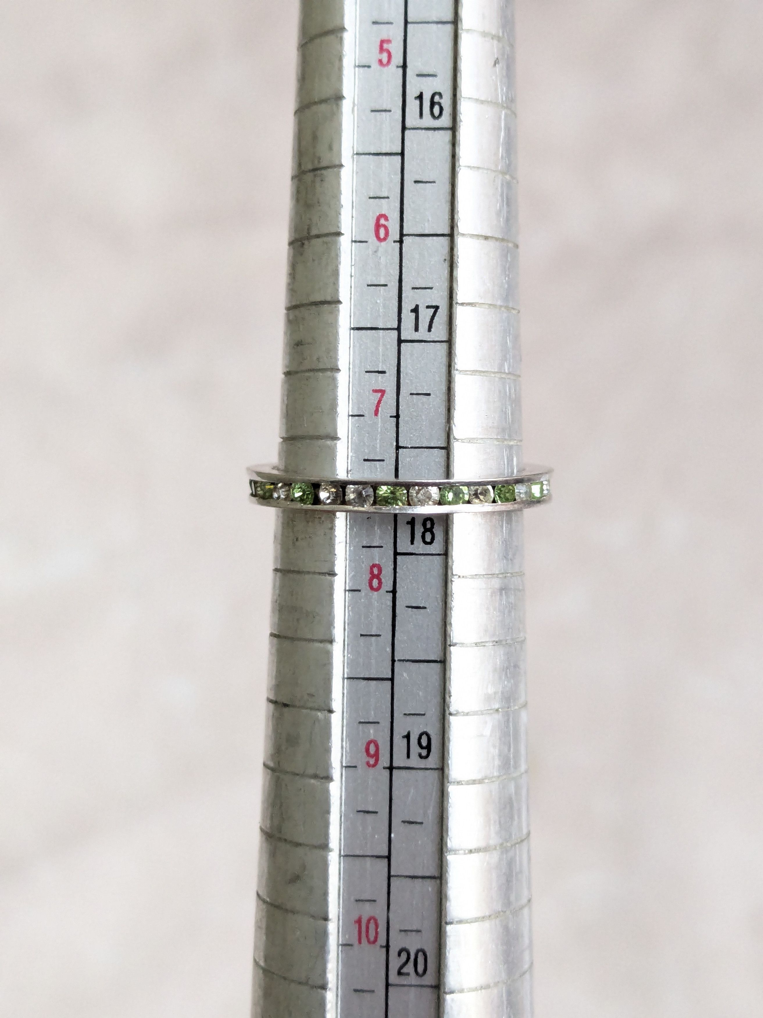 Sterling Silver Vintage Sterling Silver Band Ring Eternity 7.5 Green CZ Size ONE SIZE - 7 Thumbnail