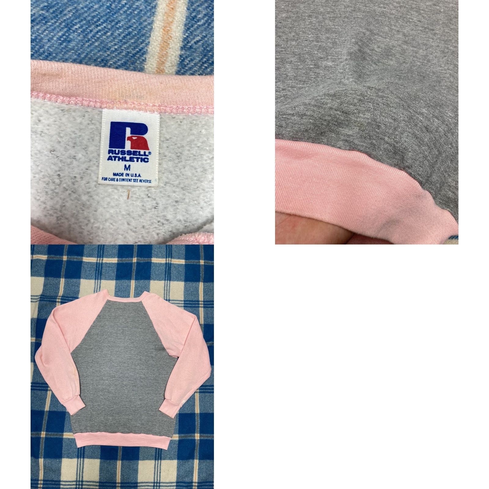 Russell Athletic VINTAGE Russell Athletic Sweatshirt Two Tone Gray Pink Medium Mens 90s Pullover Size US M / EU 48-50 / 2 - 8 Thumbnail