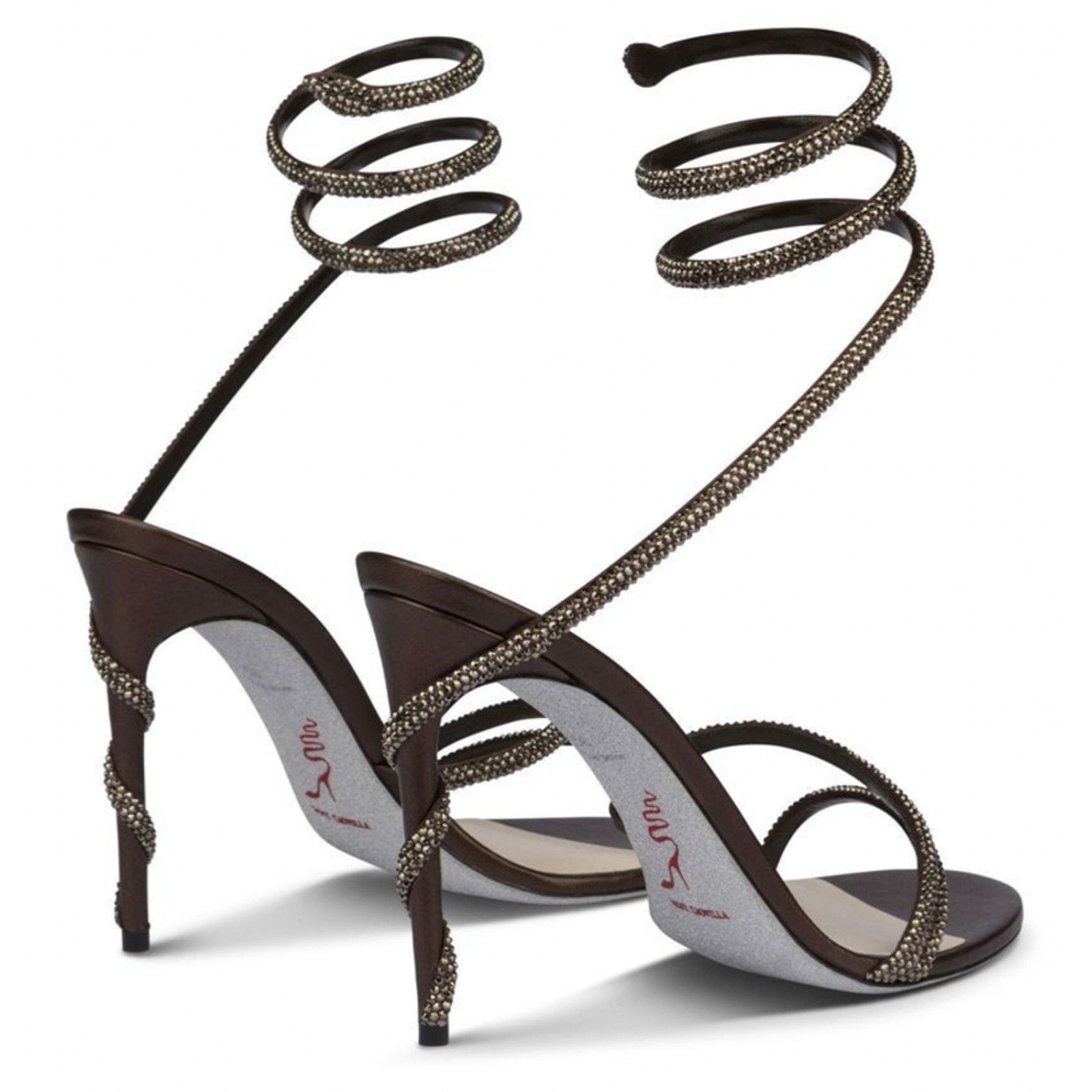 Rene Caovilla Margot Crystal Snake Ankle Wrap Strap Sandal Heel Pump 36 Size US 6 / IT 36 - 10 Thumbnail