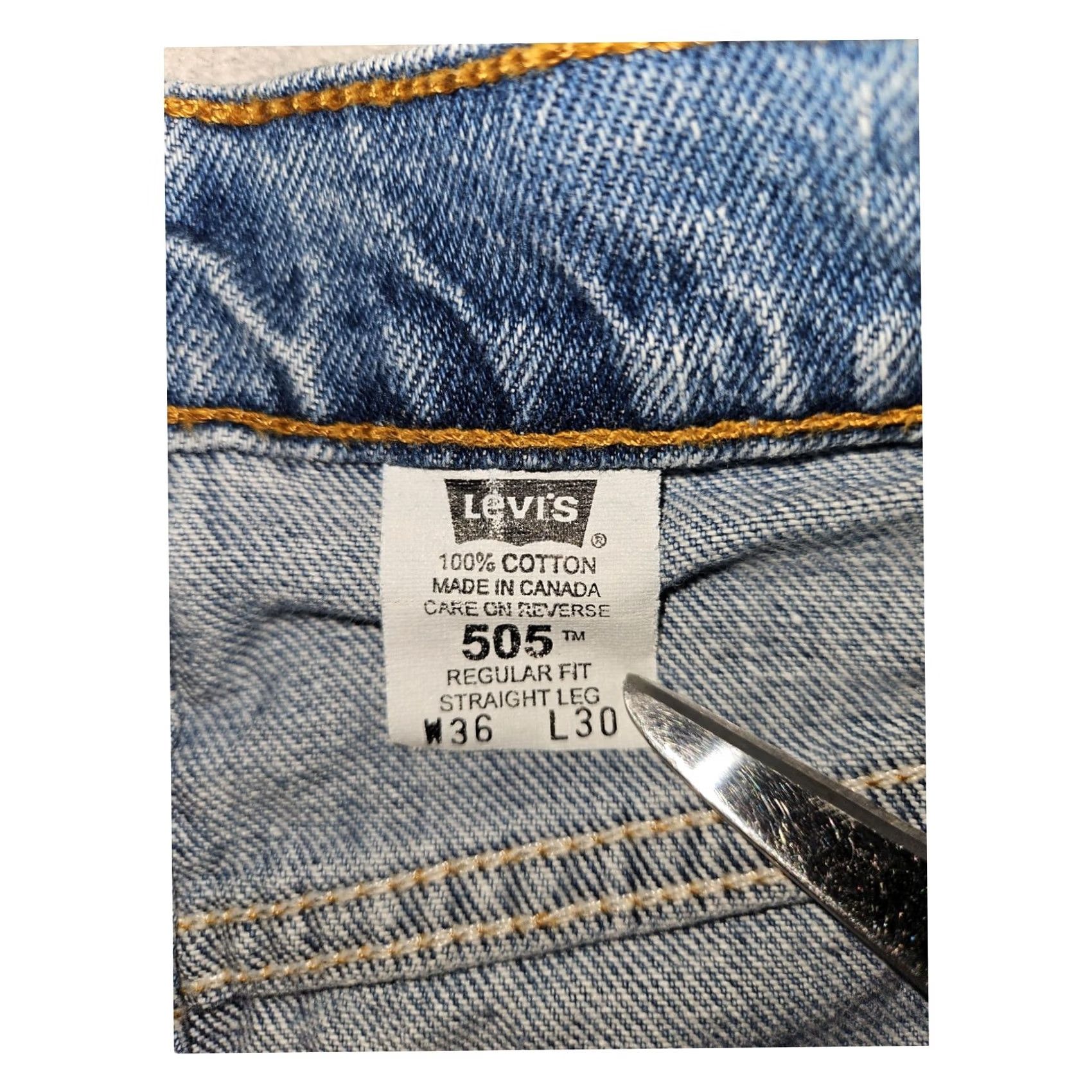 Levi's VINTAGE Levi's 505 Jeans Men 36x30 Regular Fit Straight 90s Grunge Blue Denim Cotton Stonewashed" Size US 36 / EU 52 - 2 Thumbnail