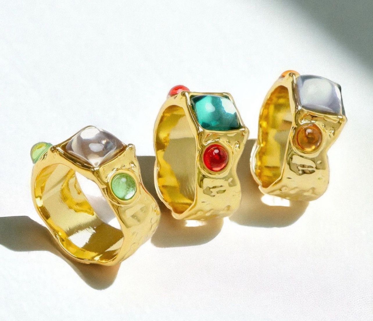 Jewelry Irregular Chunky Ring Gold, Boho Maximalistlist Ring Set Size ONE SIZE - 1 Thumbnail