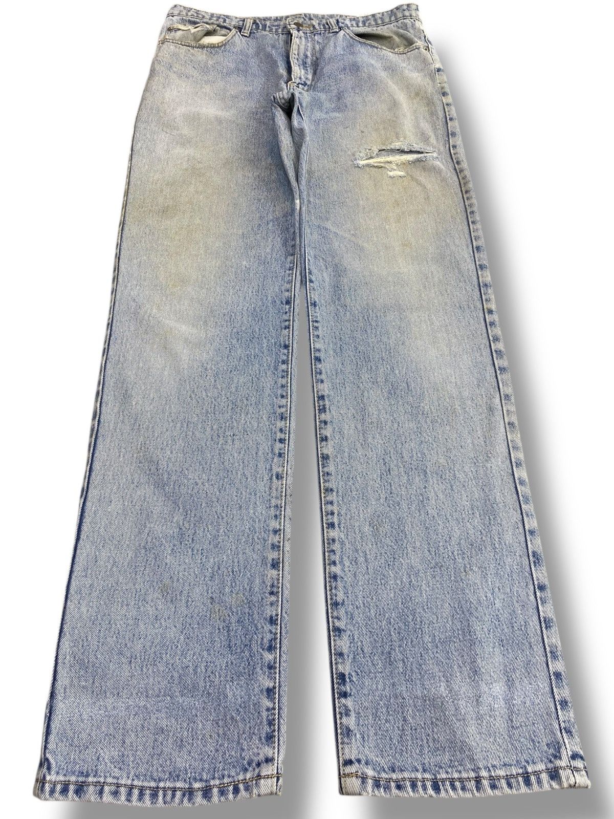 Wrangler Wrangler Acid Blue Wash Distressed Style Loose Jeans Size US 34 / EU 50 - 1 Thumbnail
