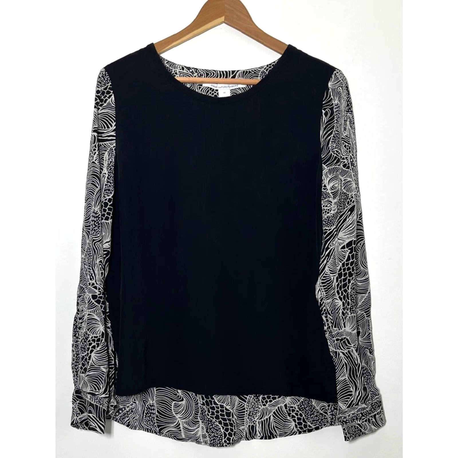 Diane von Furstenberg DVF Diane von Furstenberg Louisa Long Sleeve Silk Top Sz 12 Women’s Blouse Size XL / US 12-14 / IT 48-50 - 2 Thumbnail