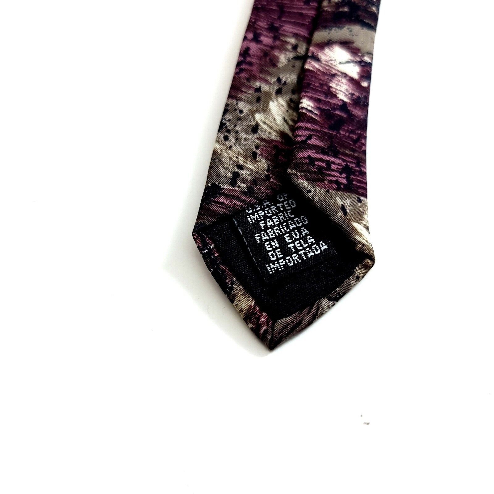 Towncraft Towncraft Purple Beige Abstract Print Short Wide Silk Tie Size ONE SIZE - 4 Thumbnail