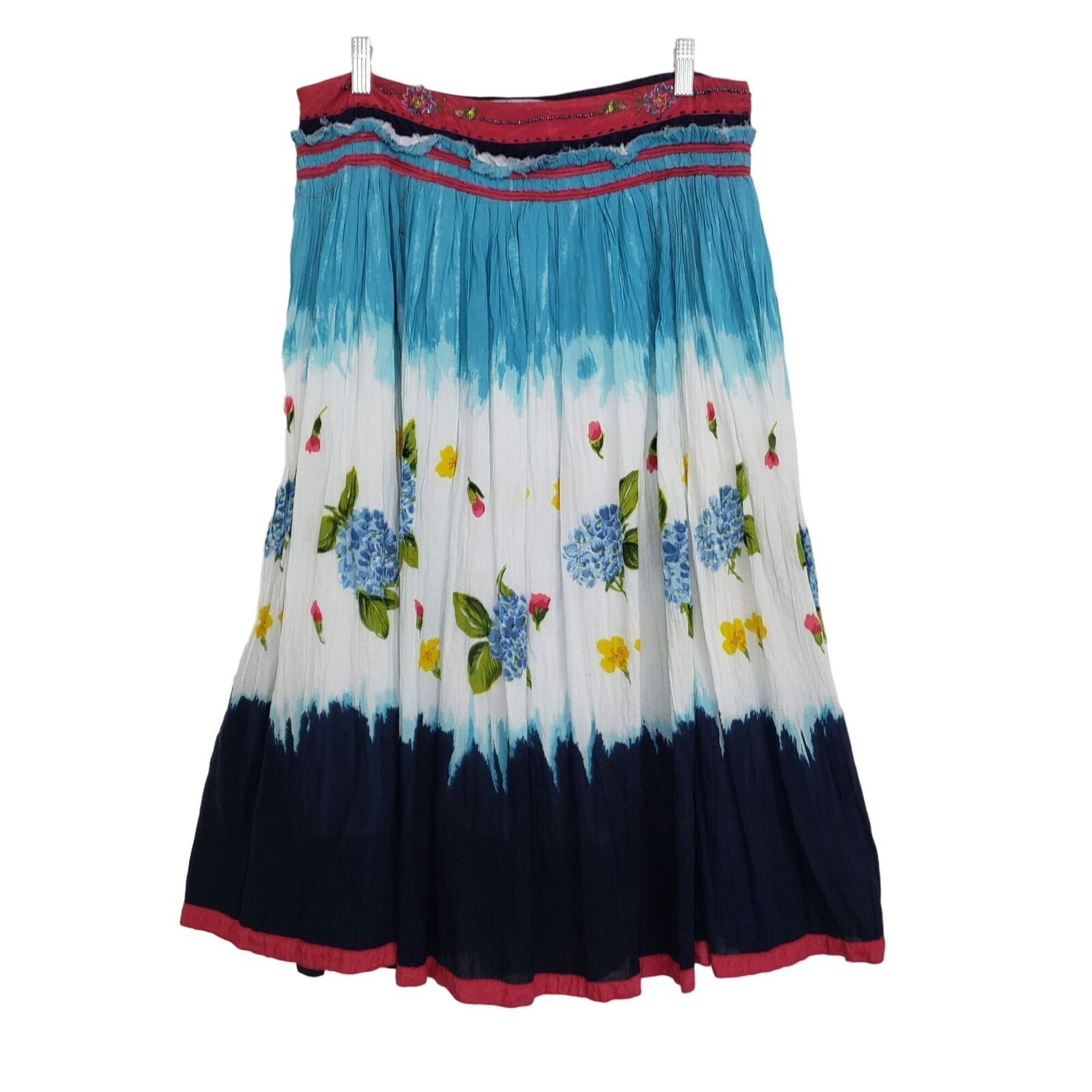 Designer Chaudry Midi Skirt Womens Size Medium Blue Floral Boho Light Size 32" / US 10 / IT 46 - 9 Thumbnail