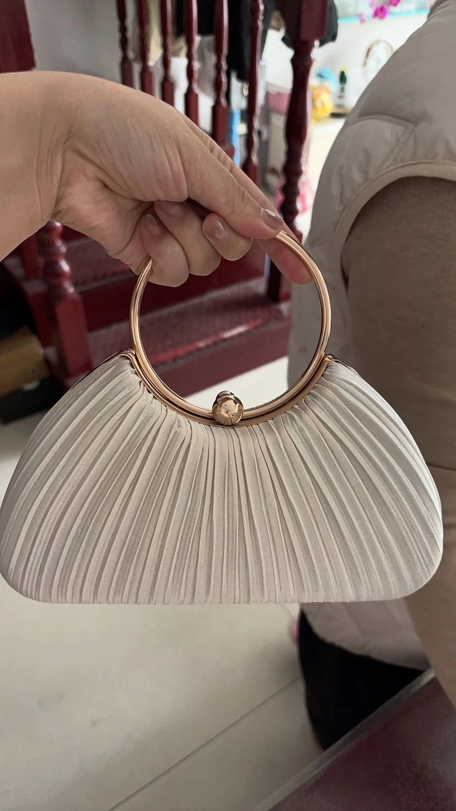 Other Satin Ruched Evening Bag – Ring Handle Party Clutch Size ONE SIZE - 3 Thumbnail
