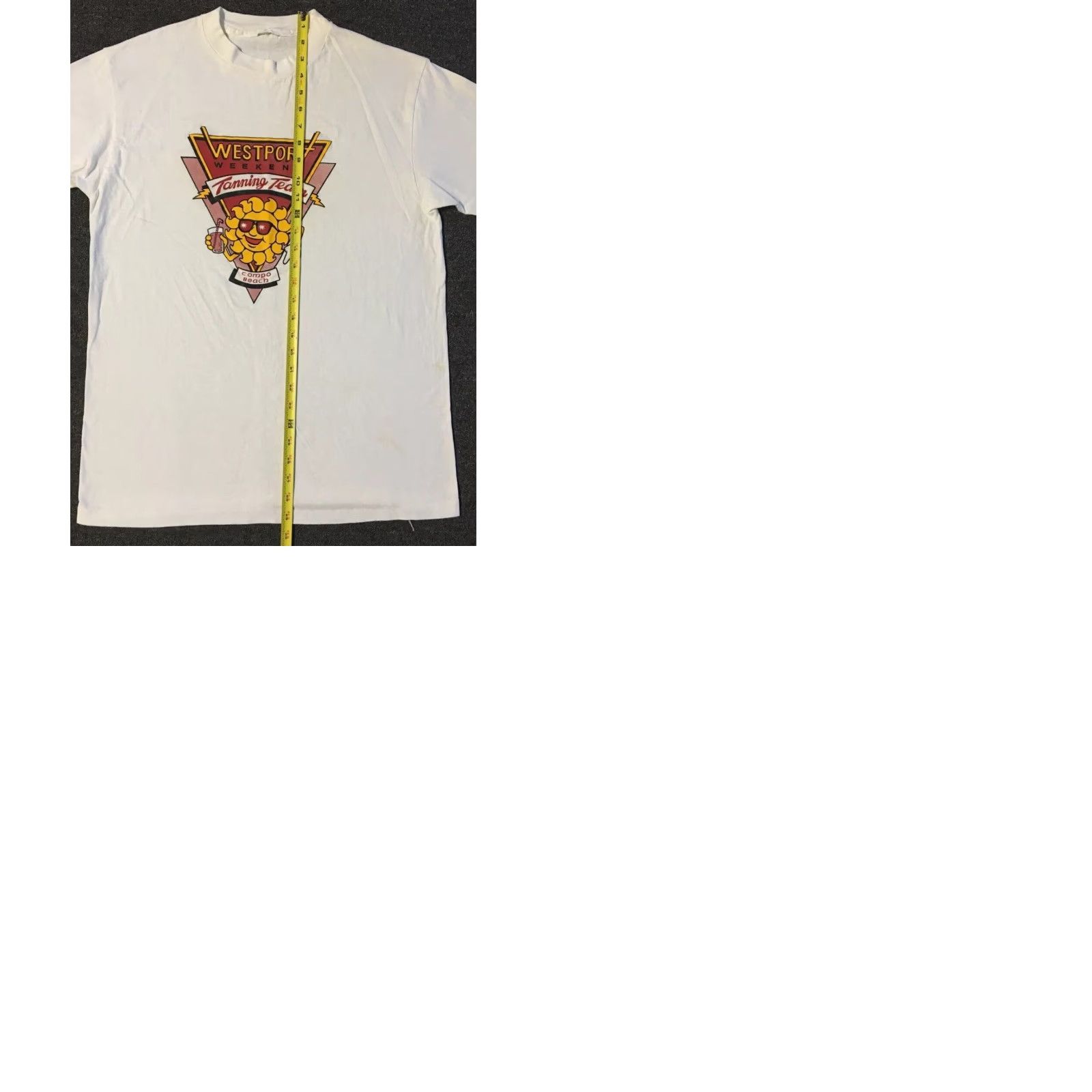 Vintage VINTAGE Westport Connecticut Tanning Team Faded Shirt L White Cotton Graphic Tee Mens 80s 90s Grunge Beach Surf Harley Davidson Single Stitch Size US L / EU 52-54 / 3 - 10 Thumbnail