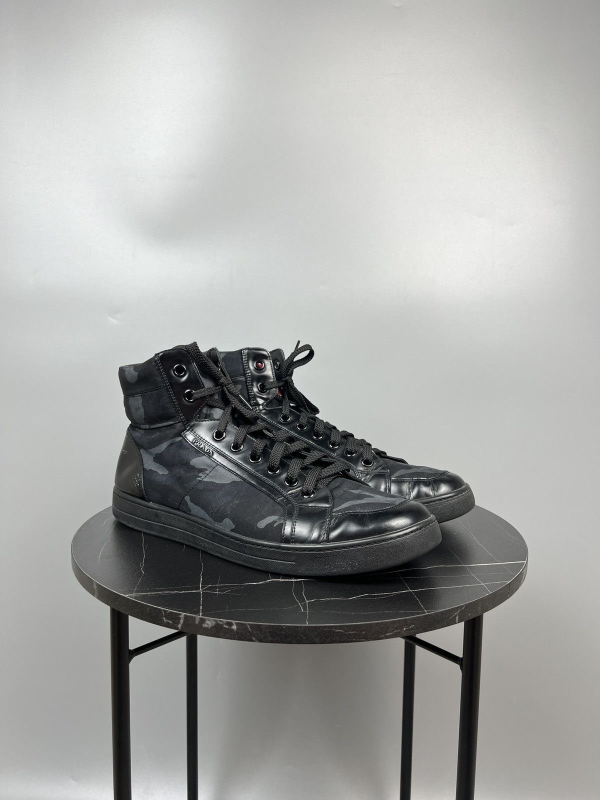 Prada Vintage Prada Red Tab Hi Top Camo Sneakers Size US 12 / EU 45 - 2 Thumbnail