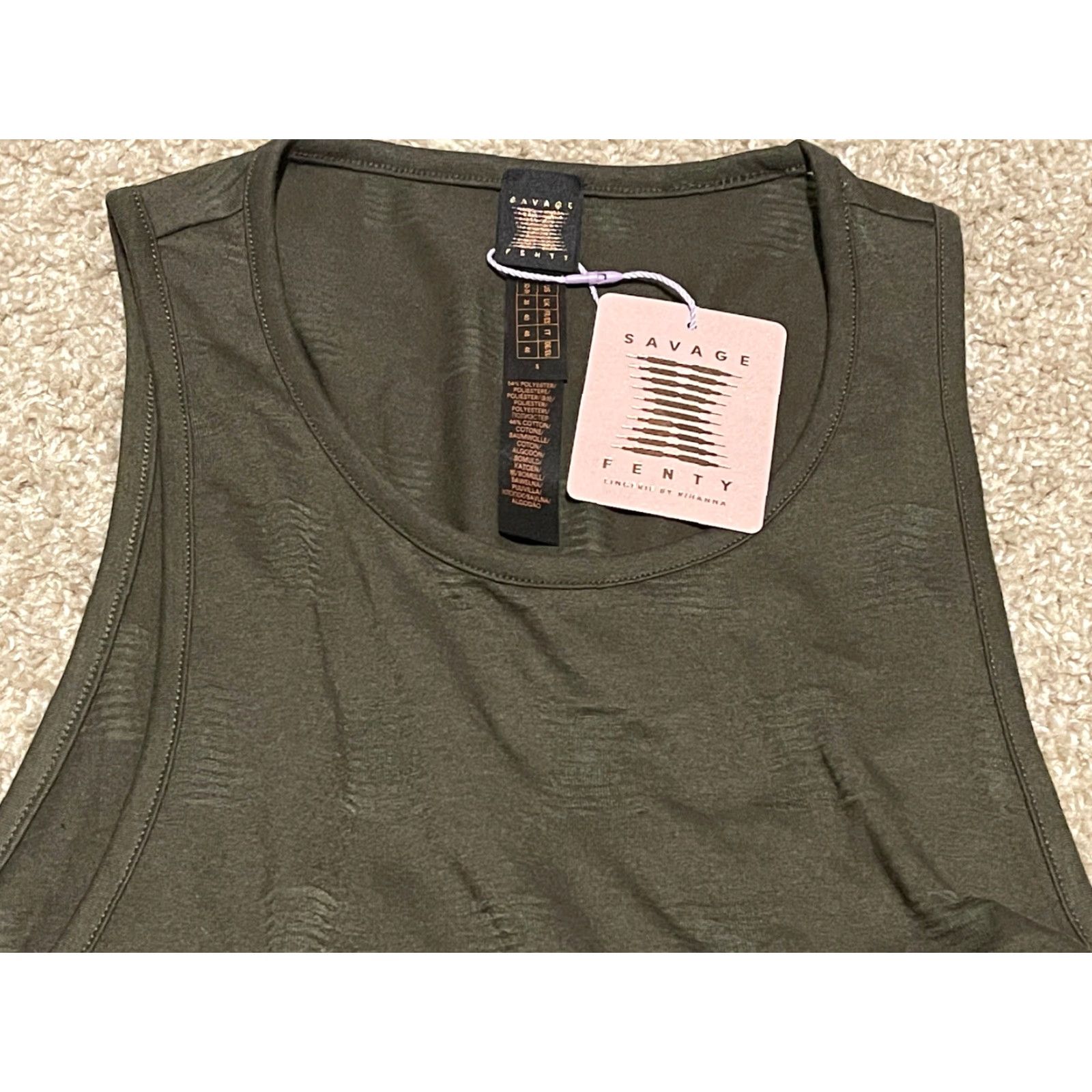 Vintage Savage X Fenty By Rihanna Men Shirt Size S Deep Forest Green Sheer Sleep Tank NWT Size US S / EU 44-46 / 1 - 2 Thumbnail