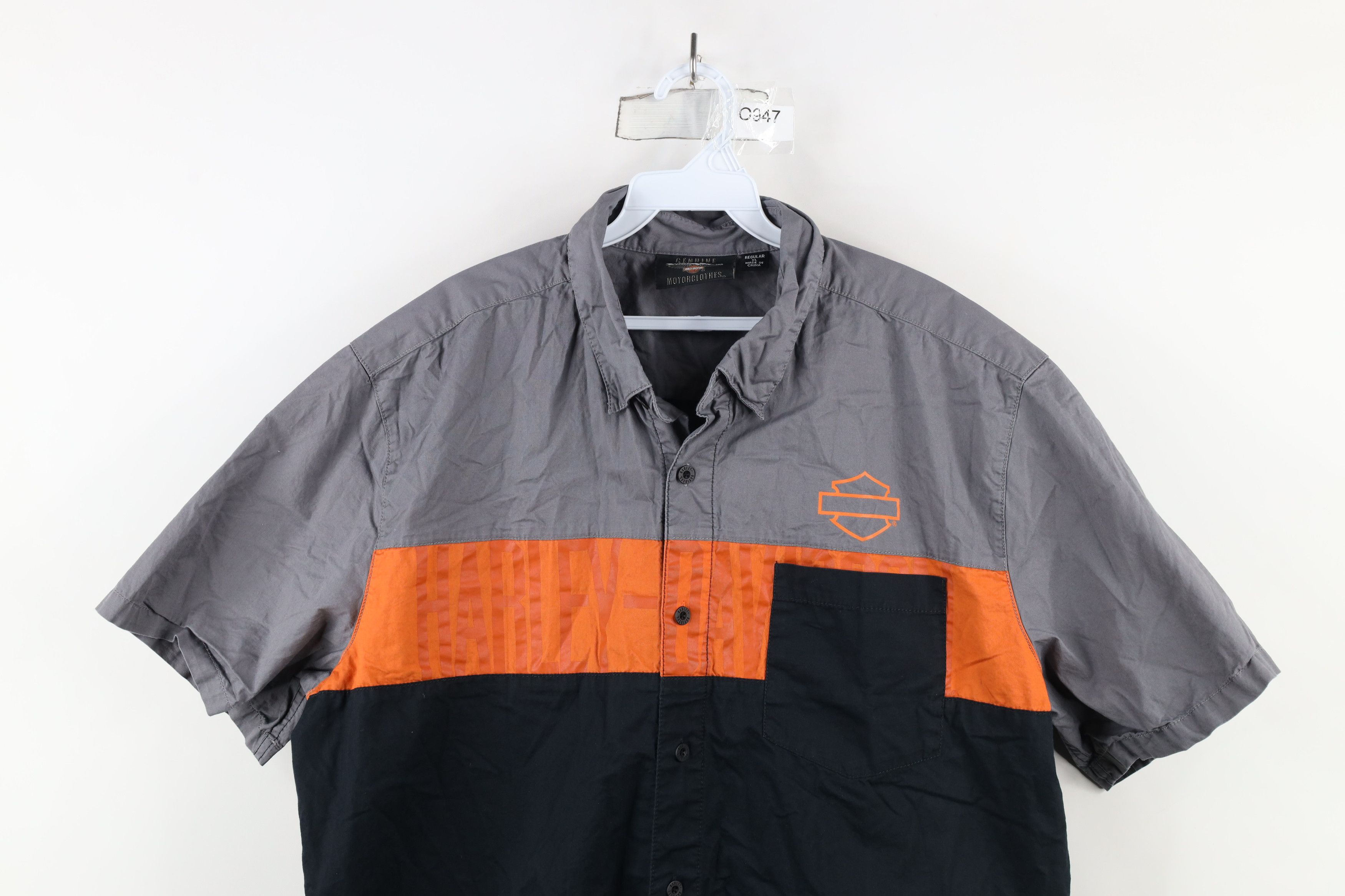 Harley Davidson × Vintage Vintage Harley Davidson Spell Out Work Mechanic Button Shirt Size US XL / EU 56 / 4 - 2 Thumbnail