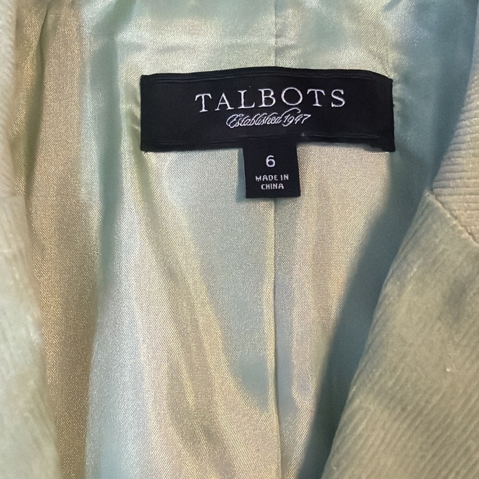 Talbots Talbots Women's 6 Corduroy Jacket Lined Stretch Spring GREEN Size M / US 6-8 / IT 42-44 - 5 Thumbnail